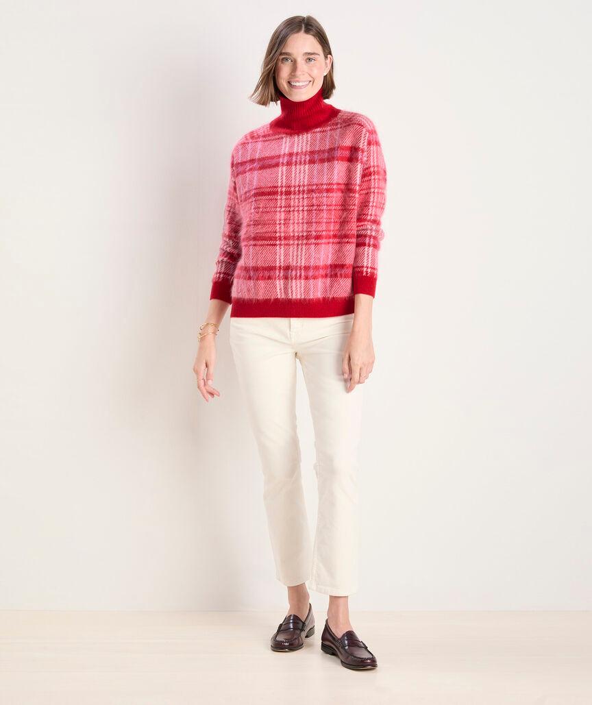 Brushed Cashmere Plaid Mockneck Sweater Product Image