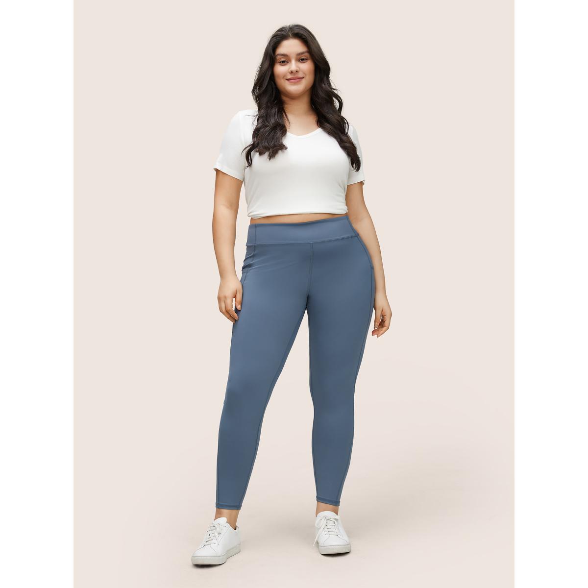 Plus Size Basic High Waisted Stretchy Butt Lift Leggings Women Stone Casual High stretch Skinny High Rise Dailywear Leggings BloomChic 26/4X Product Image