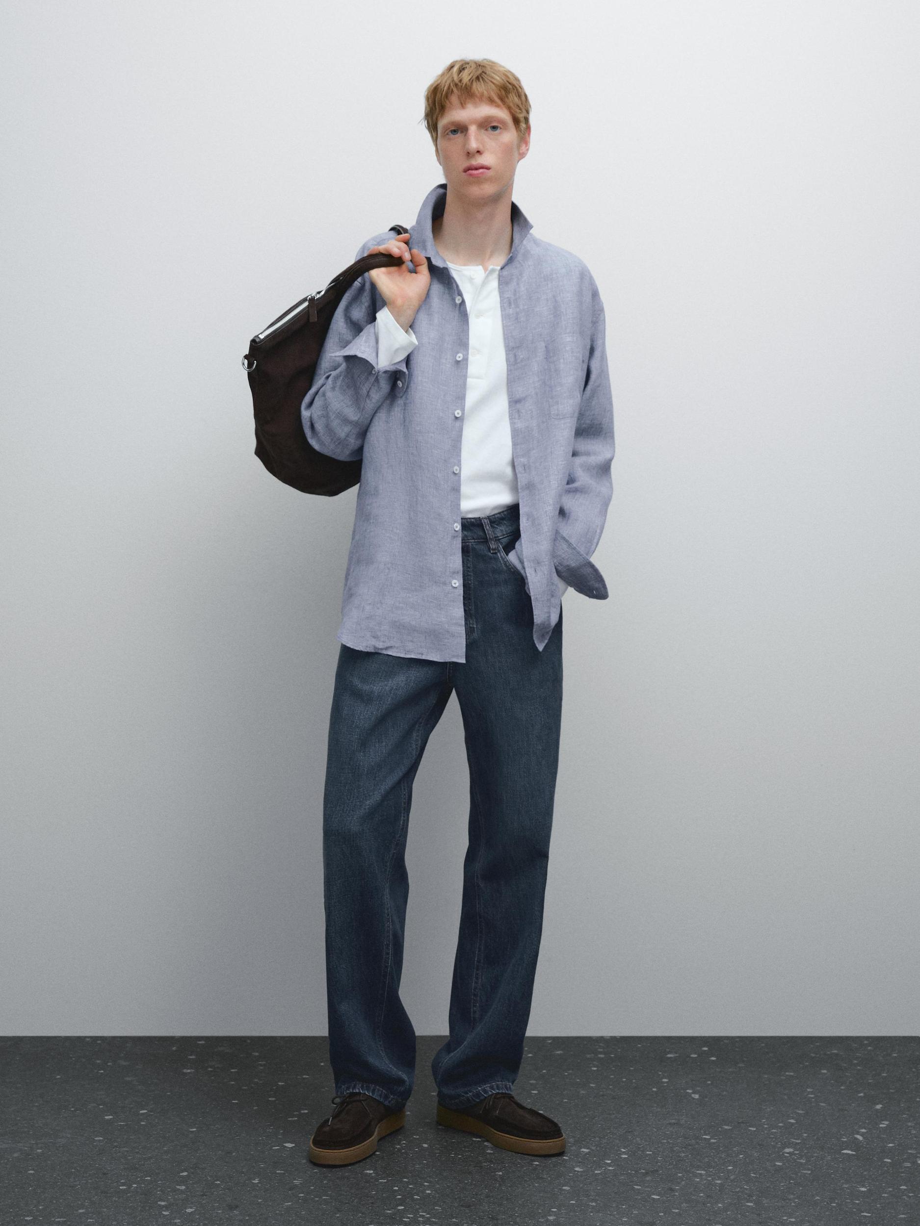 100% linen regular fit shirt Product Image