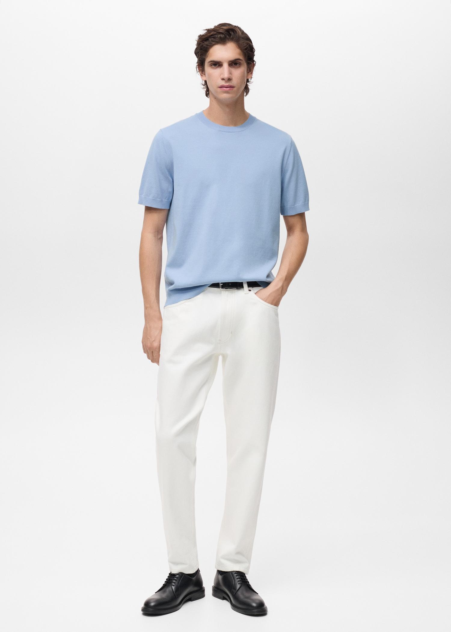 Cotton fine-knit t-shirt - Men | MANGO USA Product Image
