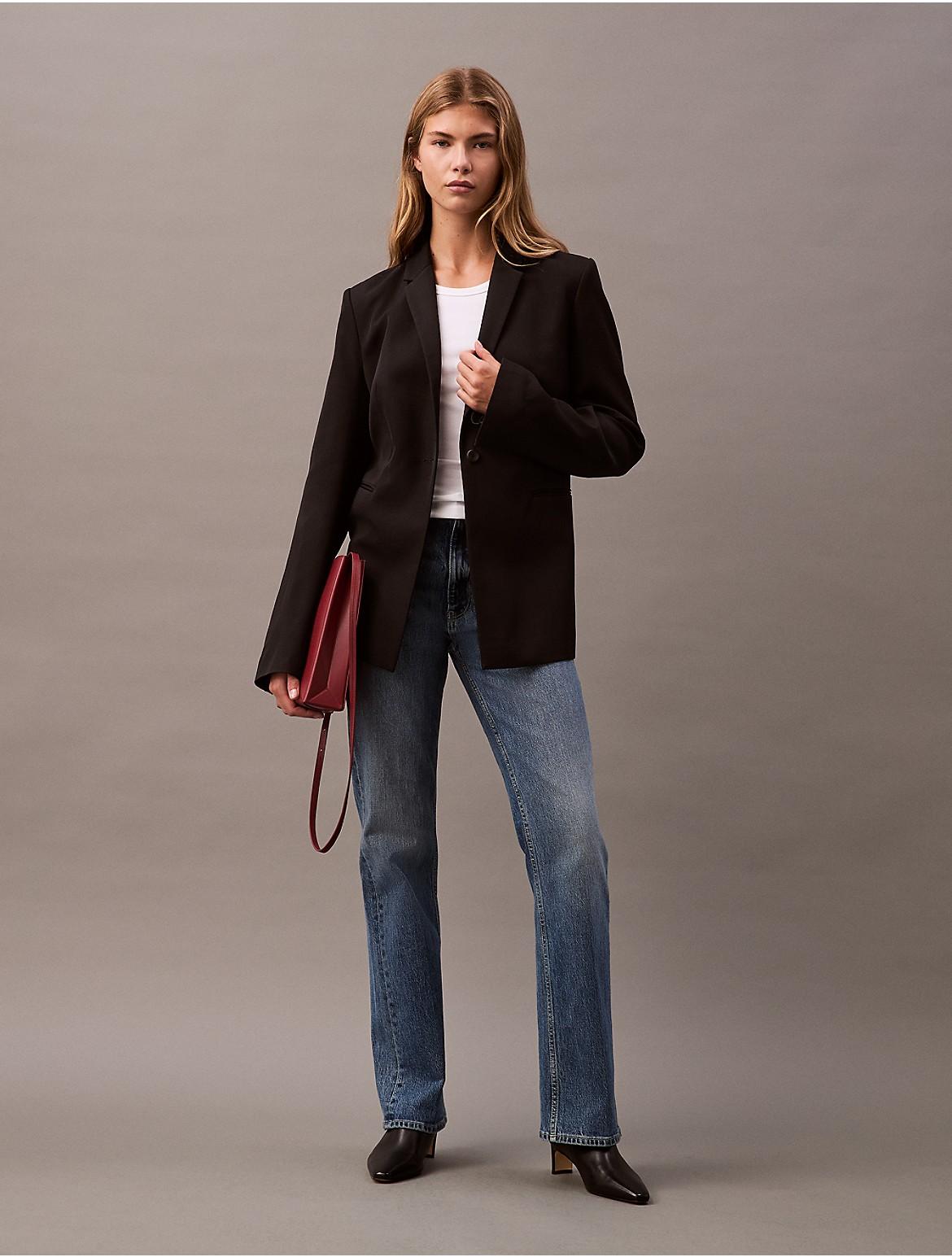 Calvin Klein Womens Tailored Rayon Blazer - Black Product Image