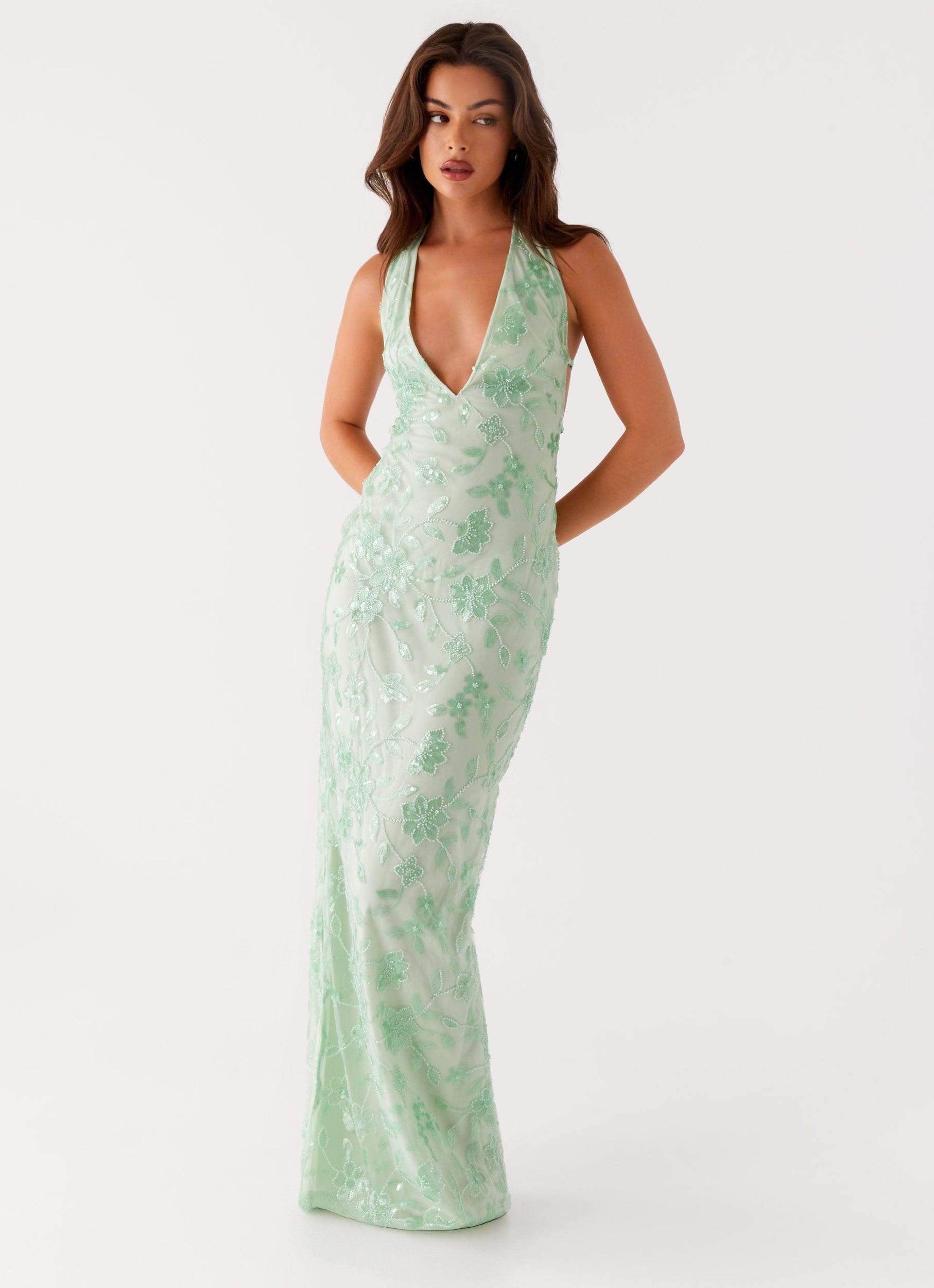 Cydney Beaded Maxi Dress - Sage Product Image