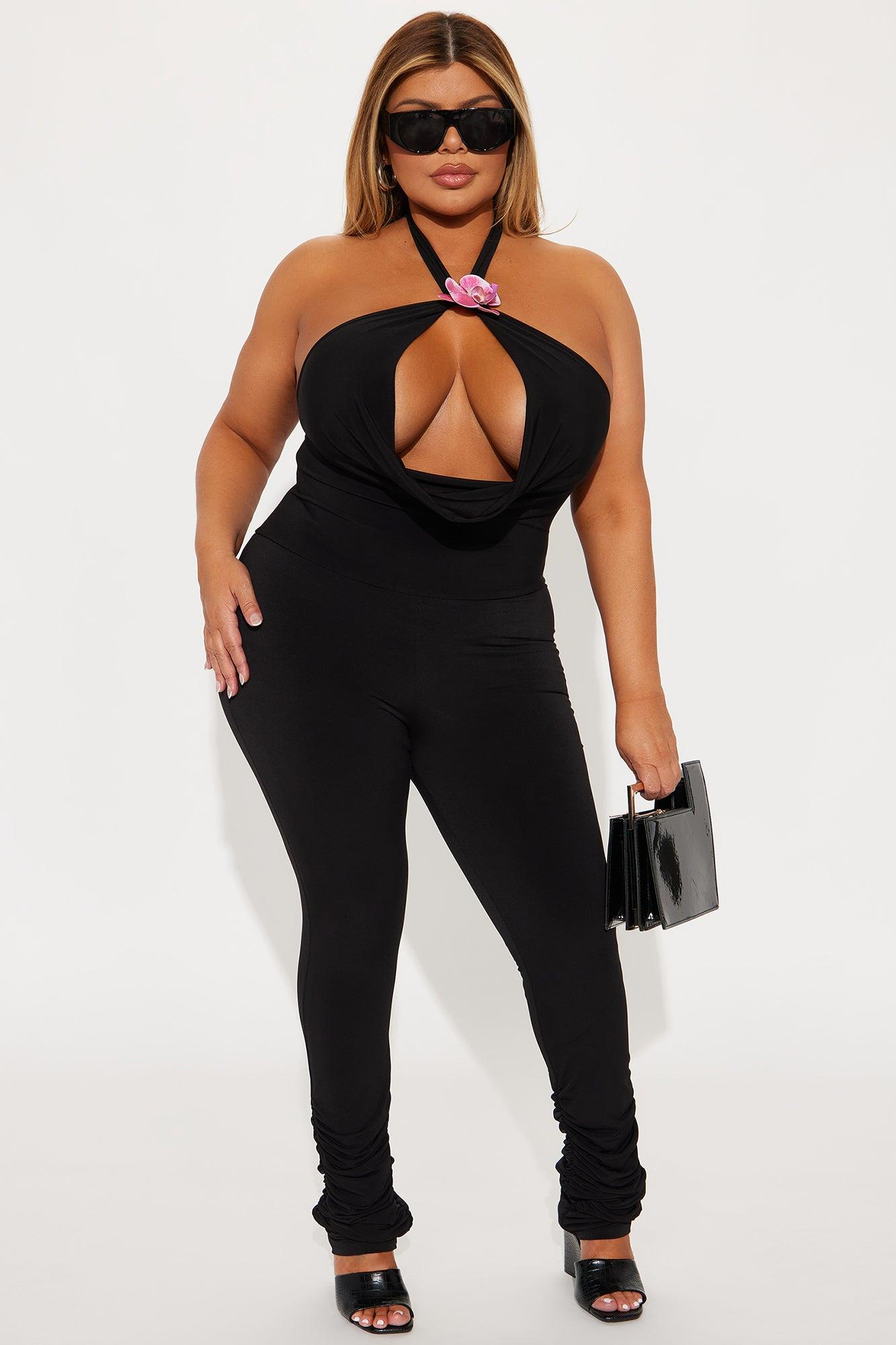 Galea Halter Stacked Jumpsuit - Black Product Image