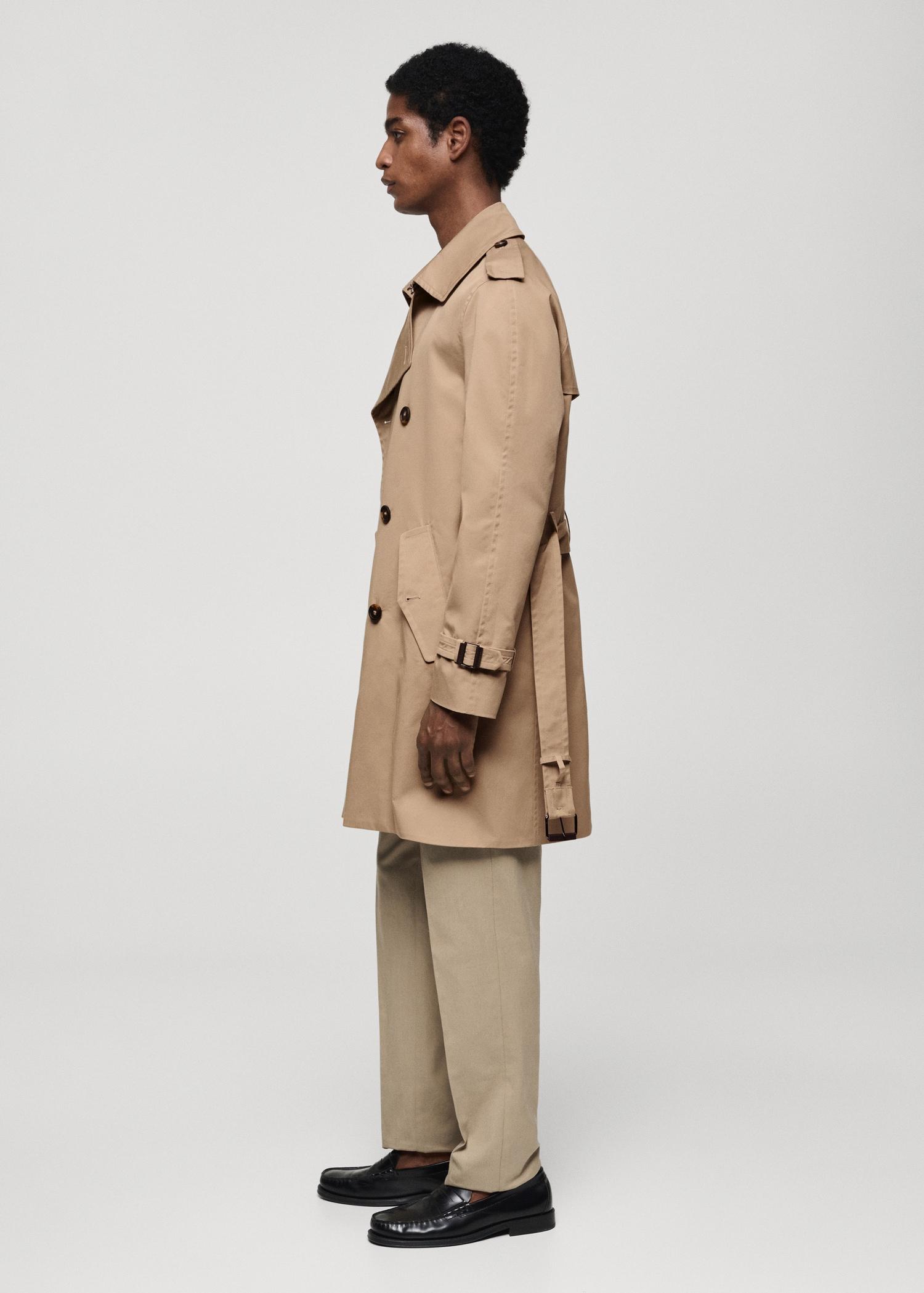 Water-repellent belted trench coat - Men | MANGO USA Product Image