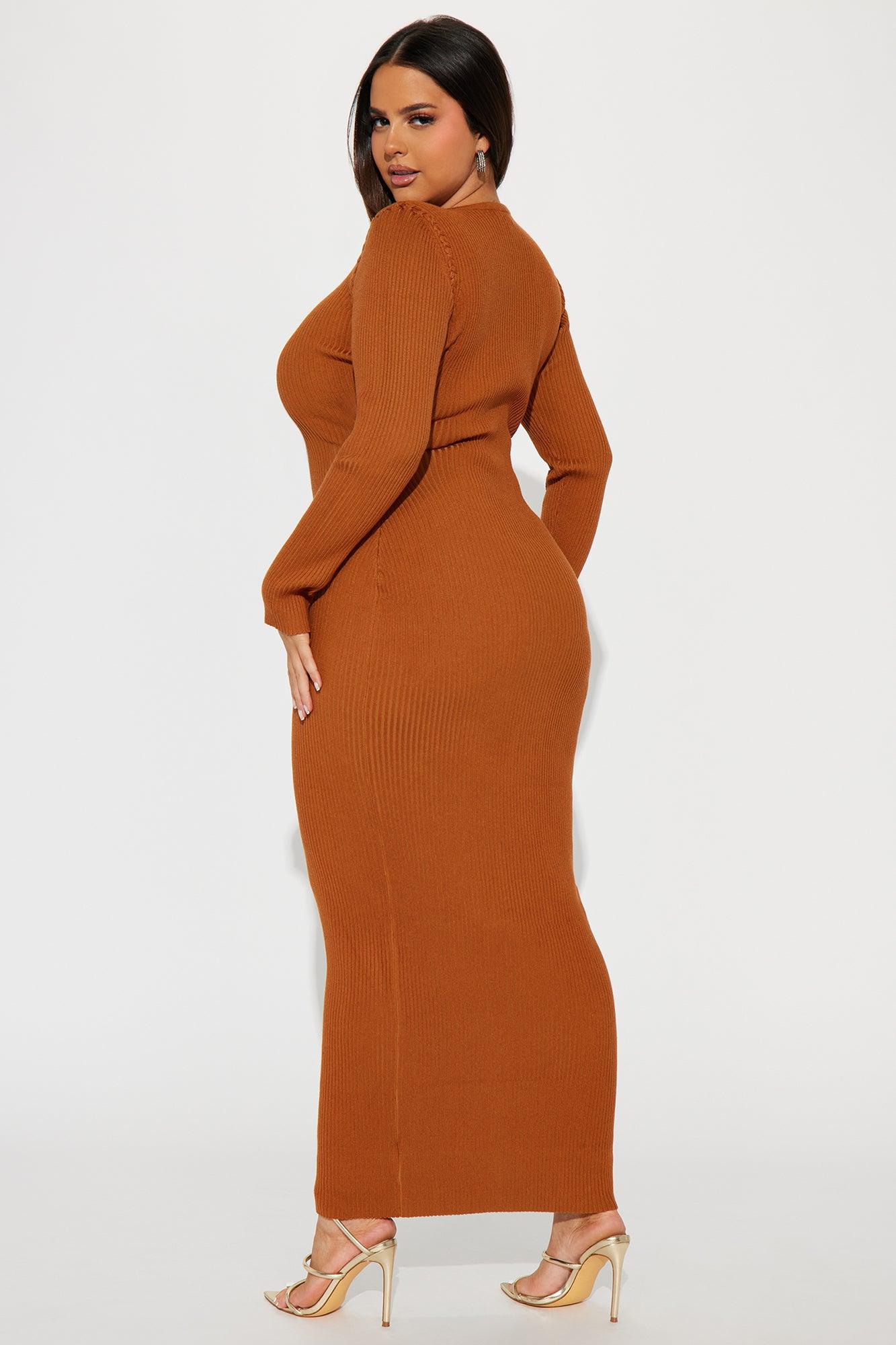 Sara Sweater Maxi Dress - Cognac Female Product Image