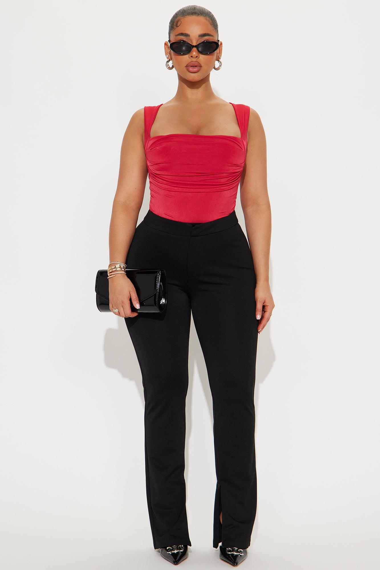 Cute Demeanor Square Neck Ruched Bodysuit - Red Product Image
