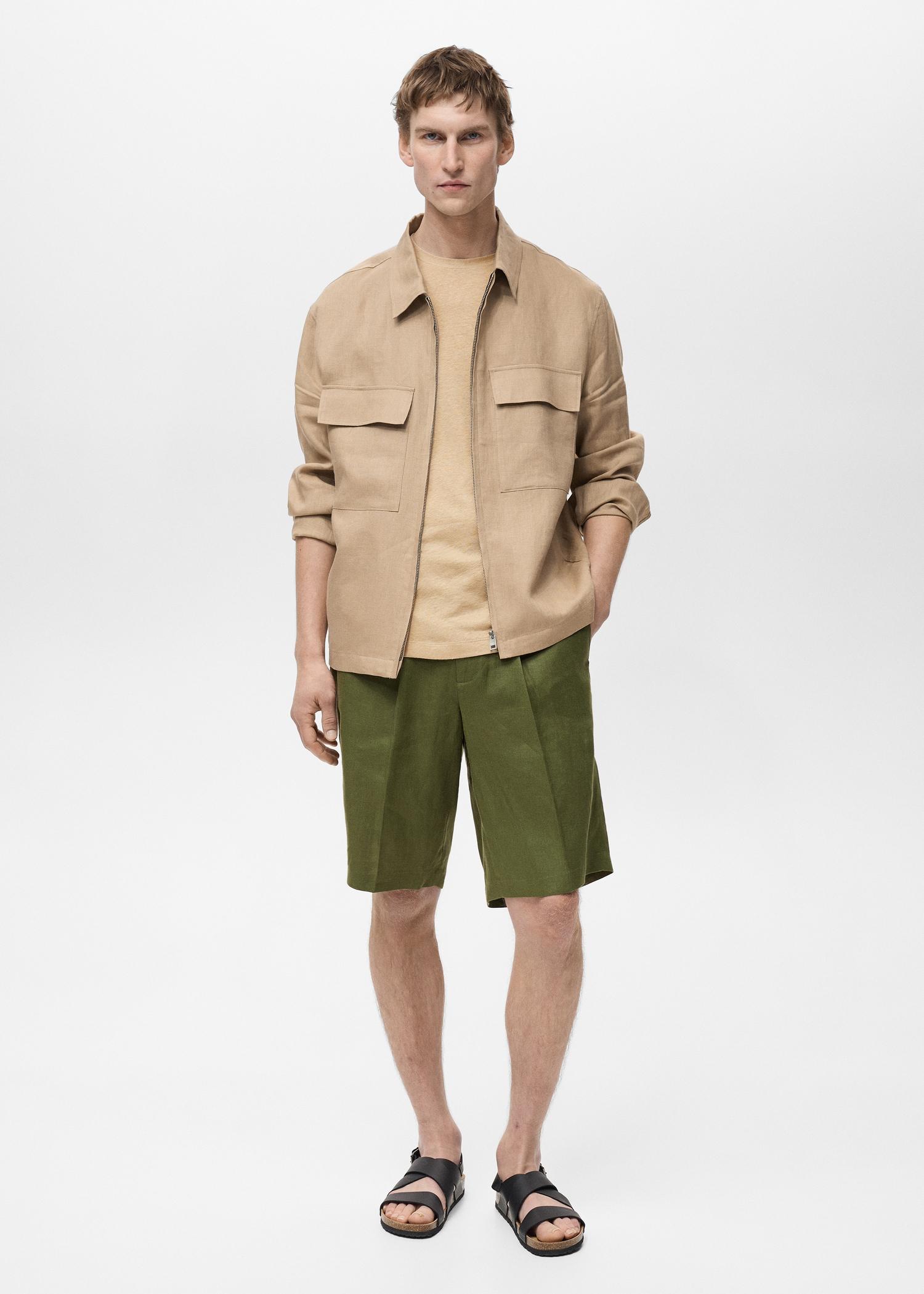 100% linen jacket with pockets - Men | MANGO USA Product Image