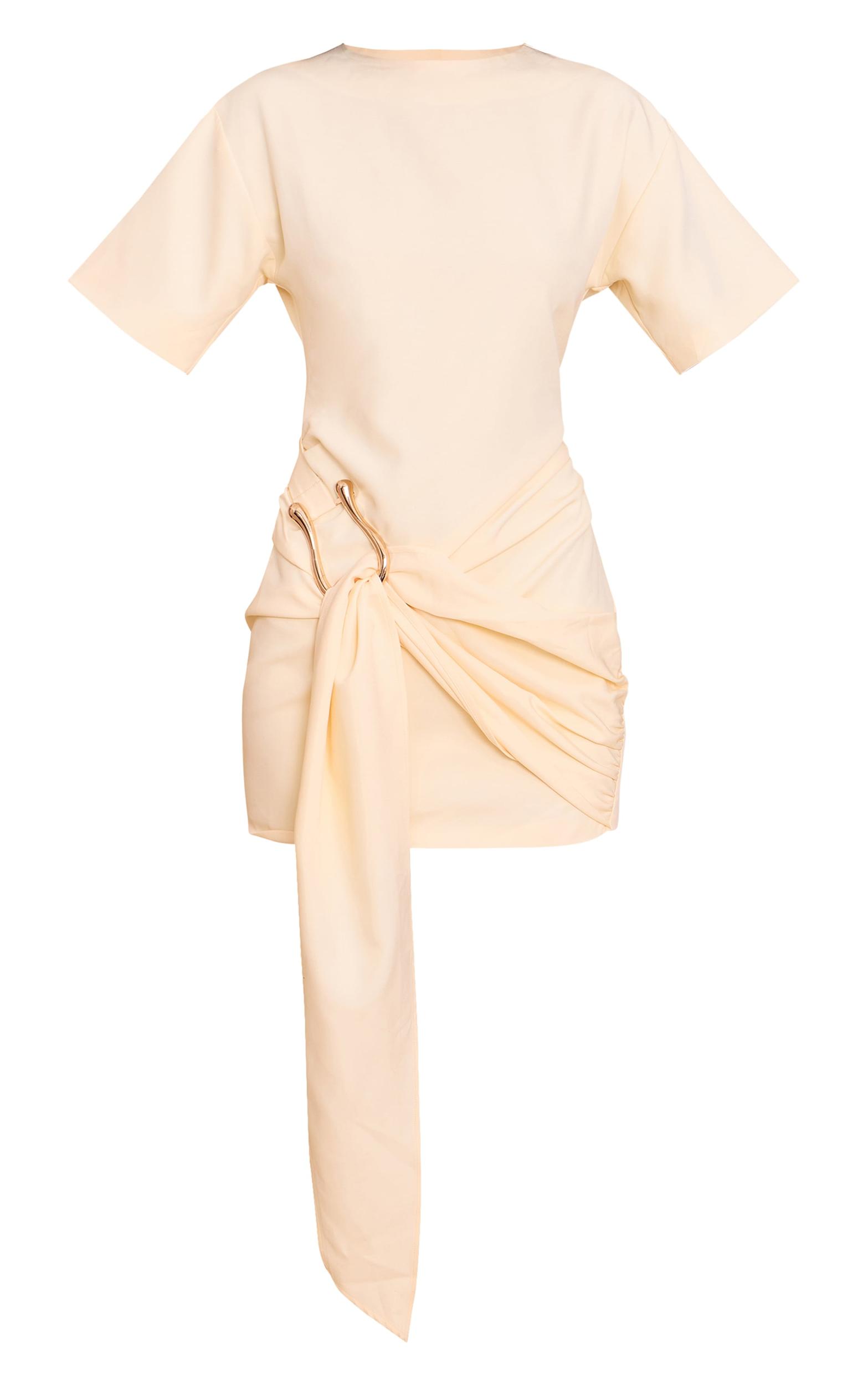 Butter Yellow Woven Trim Wrap Mini Dress Product Image