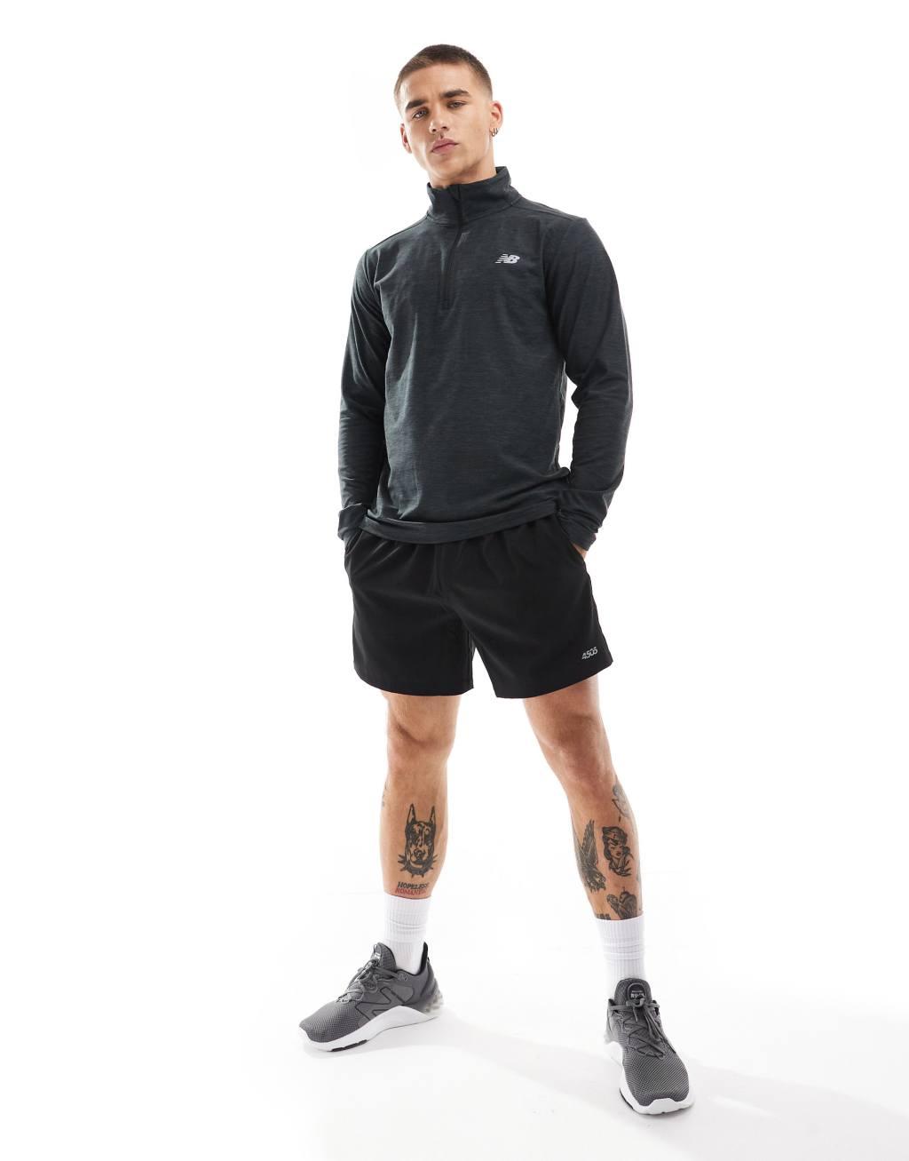 New Balance 1/4 zip sweatshirt in black Product Image