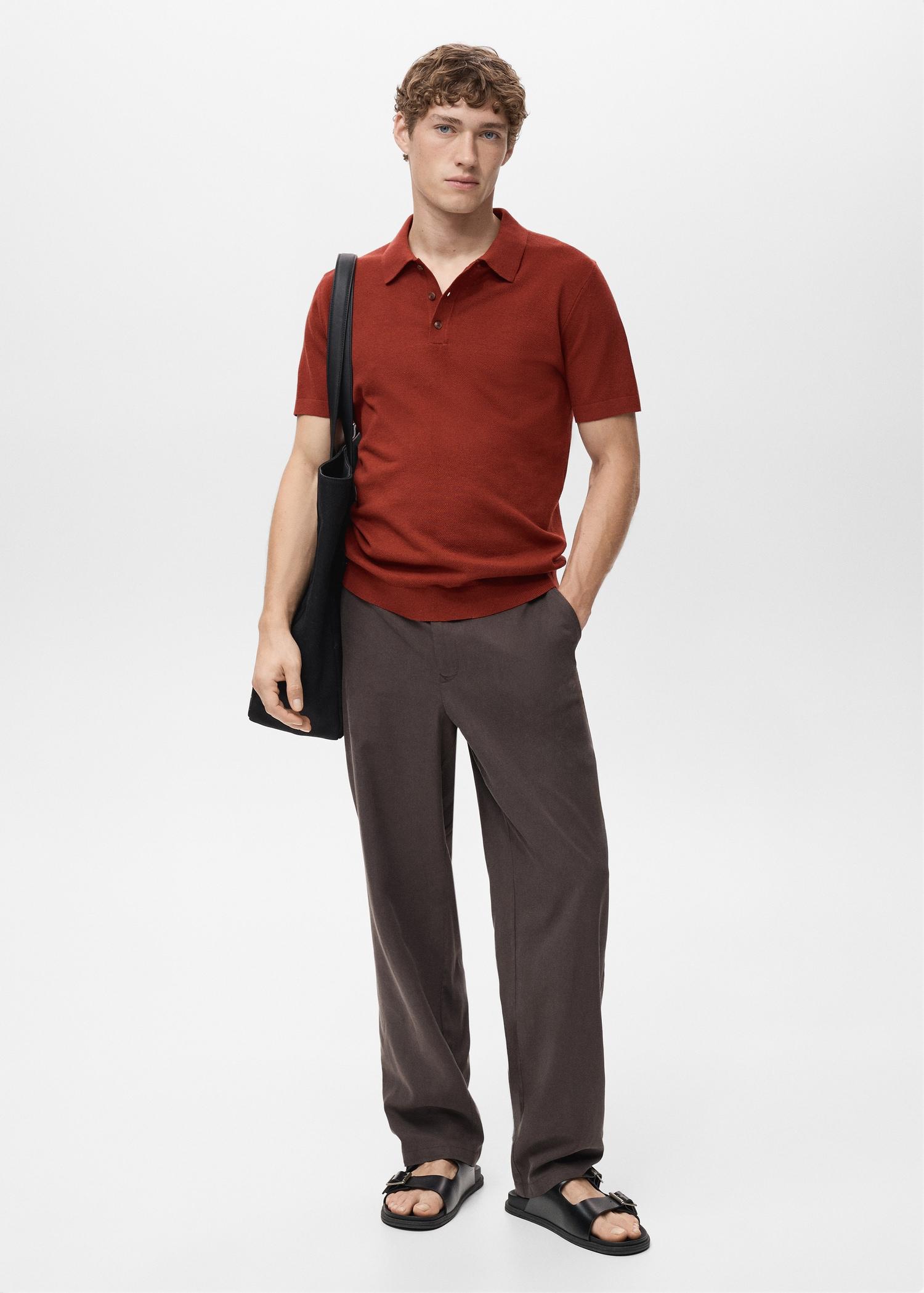 Fine-knit cotton polo shirt - Men | MANGO USA Product Image