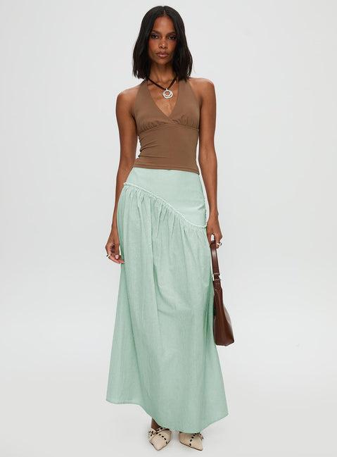 Yasemine Maxi Skirt Green / White Product Image