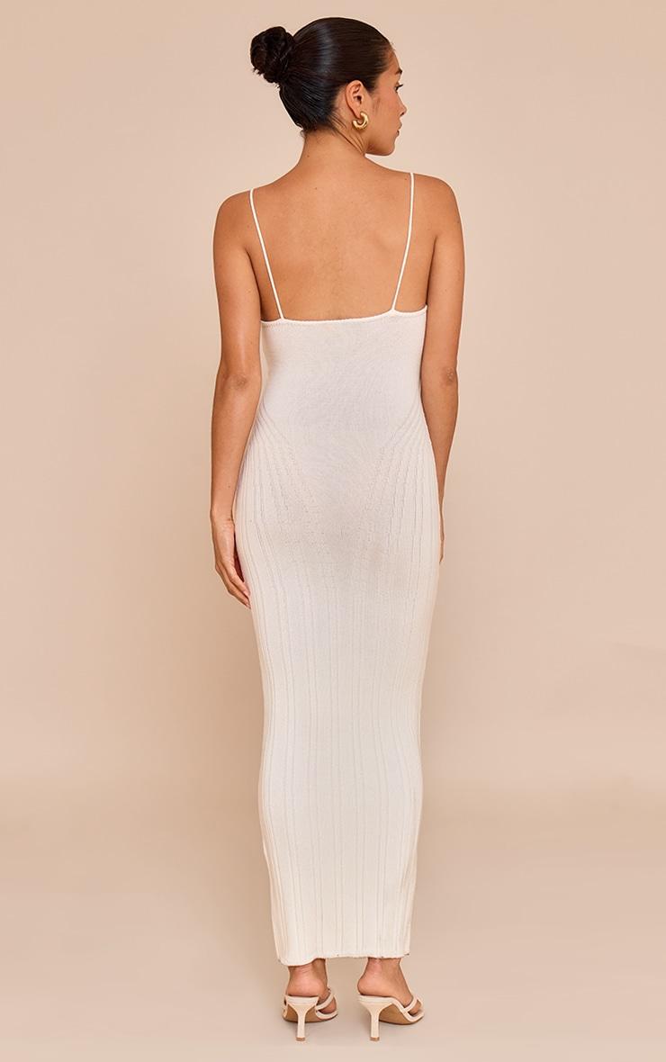 Petite Cream Strappy Knitted Stitch Detail Maxi Dress Product Image