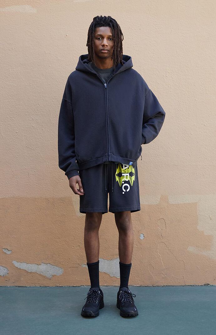 Black Vintage Wash Heavyweight Fleece Sweat Shorts Product Image