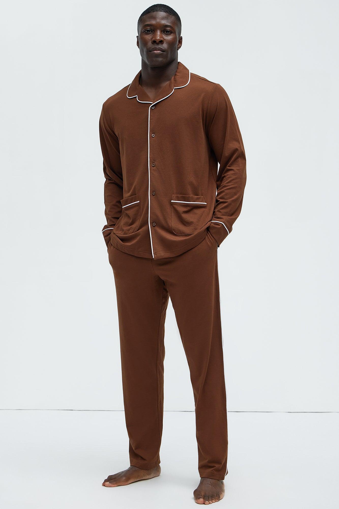 Modern Relaxed Pajama Long Sleeve - Brown Product Image