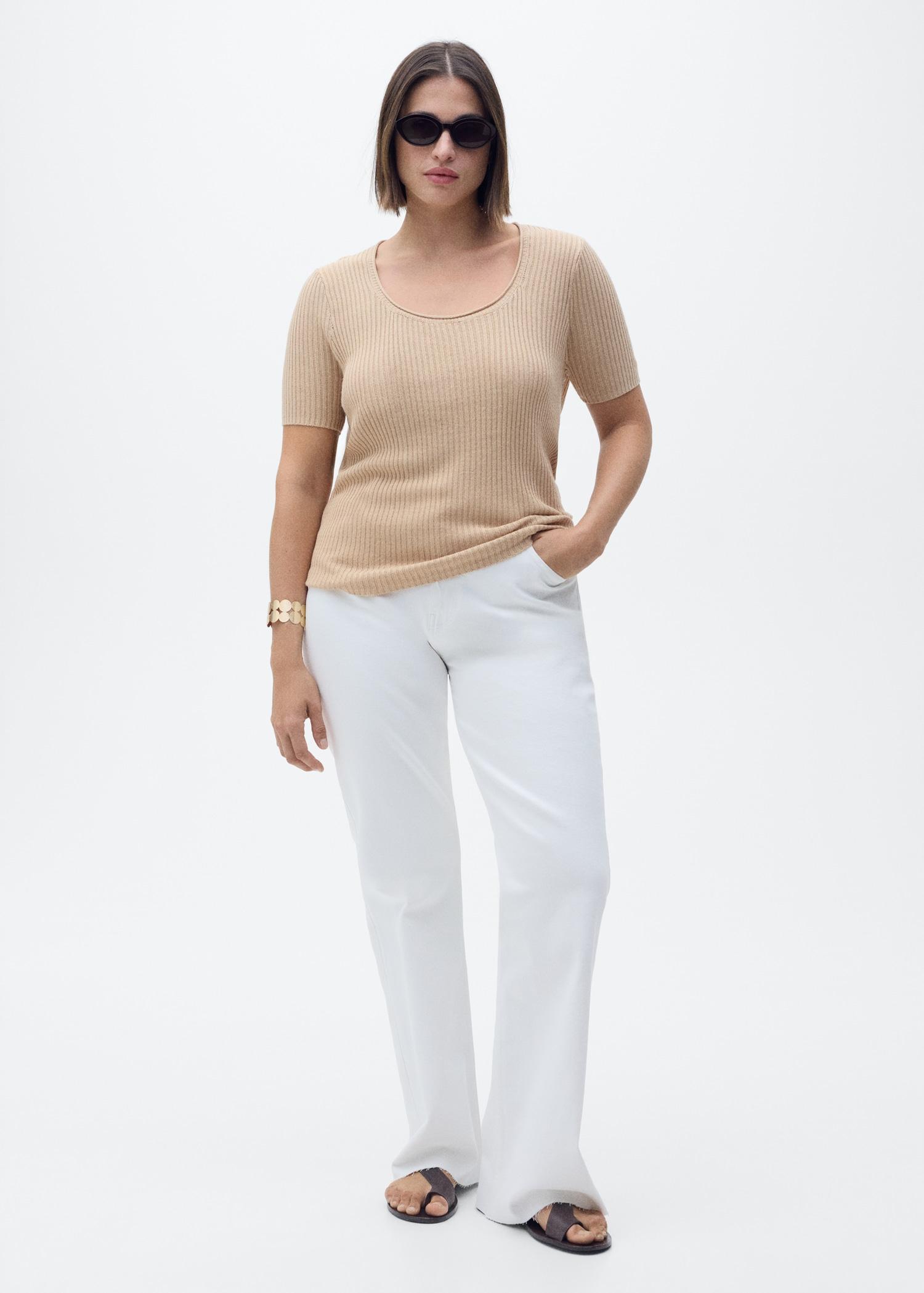 Linen-blend knitted sweater - Women | MANGO USA Product Image