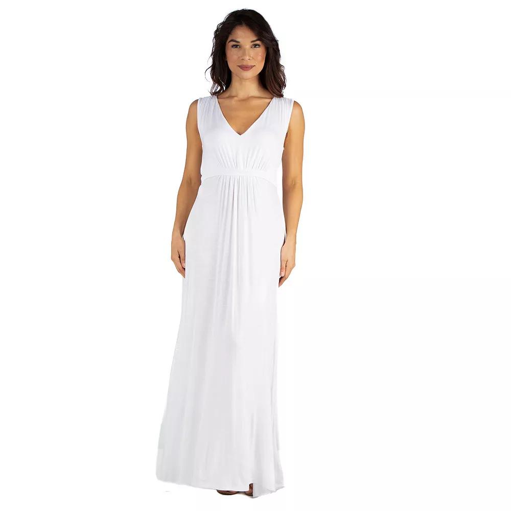 Women's 24seven Comfort Apparel V-Neck Sleeveless Maxi Dress,  Product Image