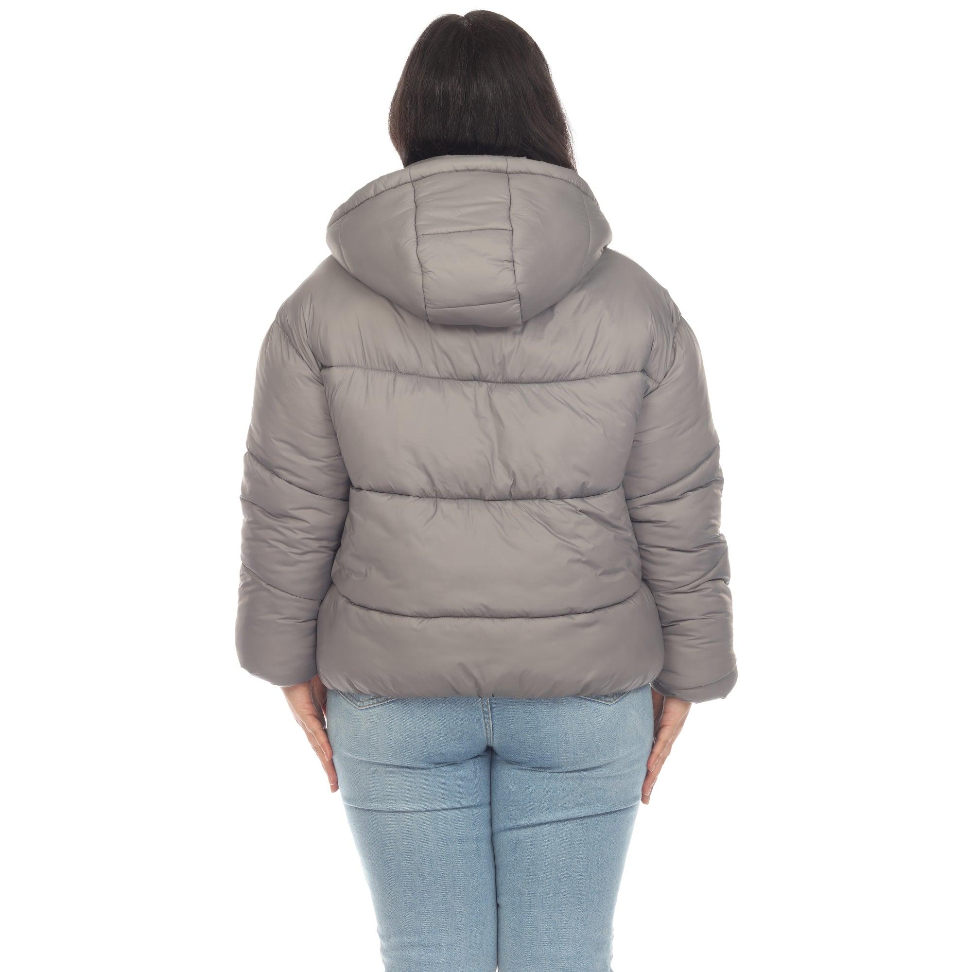 Full Front Zip Hooded Bomber Puffer Coat - Plus Product Image
