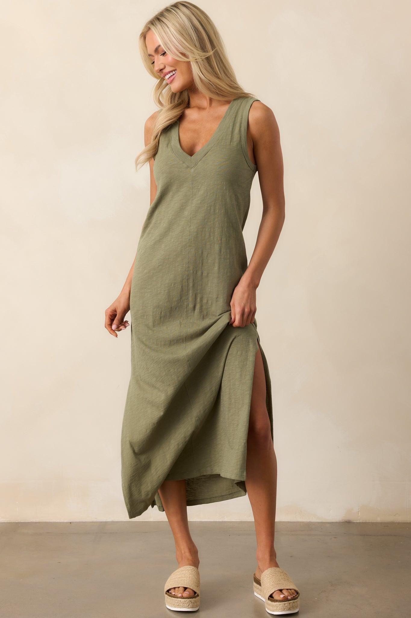 Z Supply Avocado Green Palisades Midi Dress Product Image