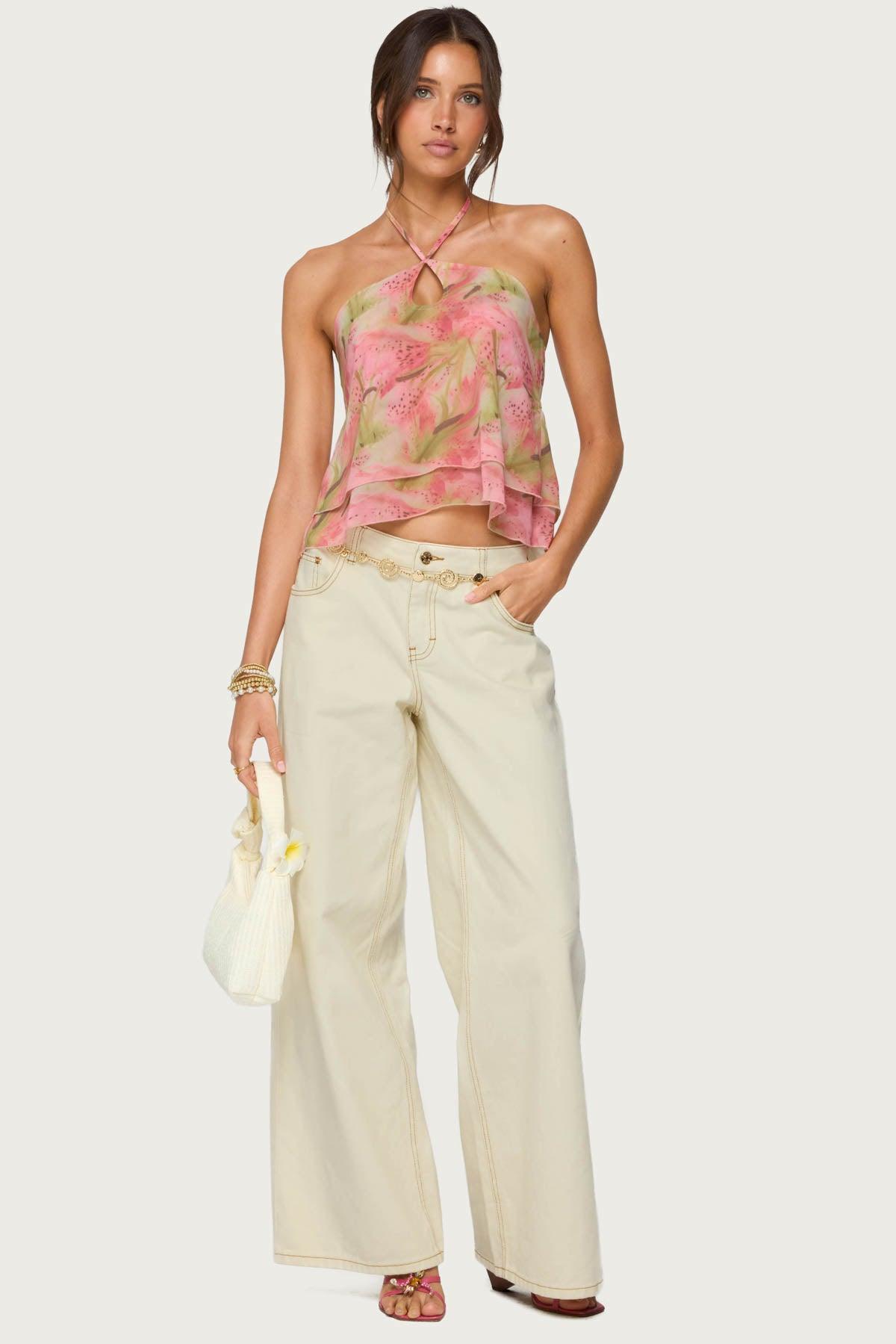 Dragon Lily Layered Chiffon Halter top Product Image