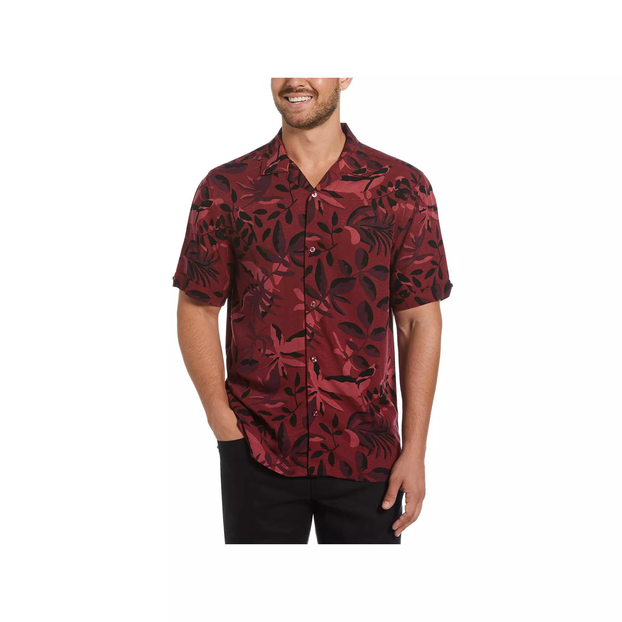 Men's Cubavera Exploded Print Short Sleeve Button-Down Shirt, Size: Medium, Cabernet Product Image