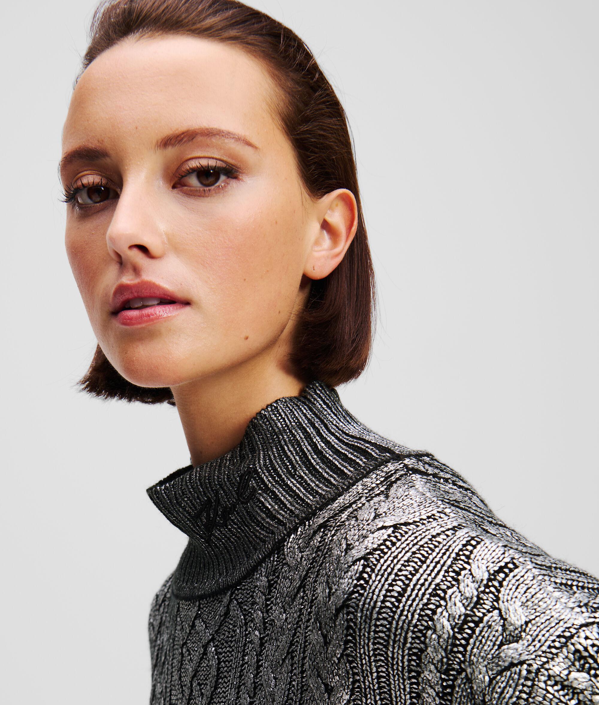 METALLIC CABLE KNIT SWEATER Product Image