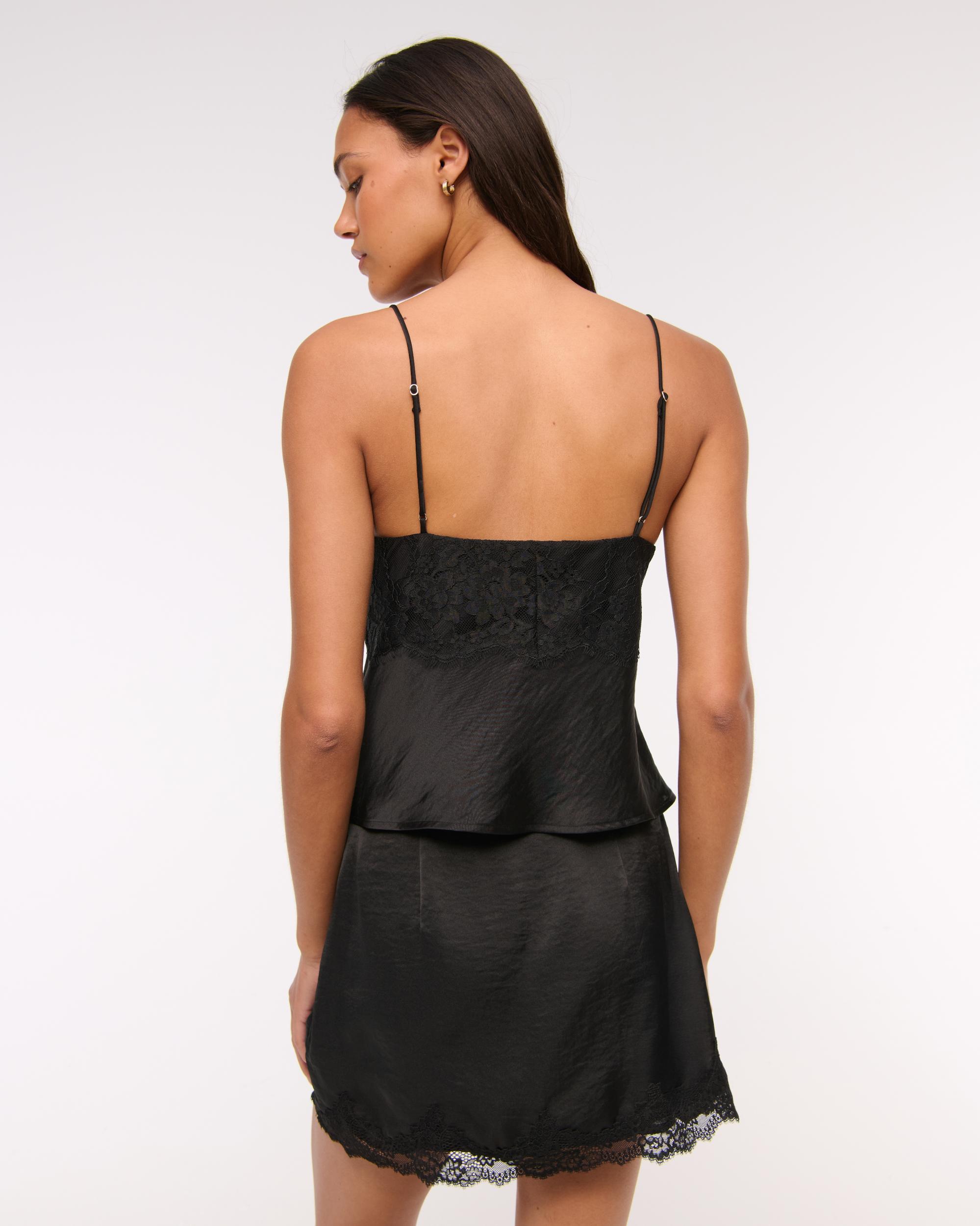 High Rise Lace & Satin Mini Skort Product Image