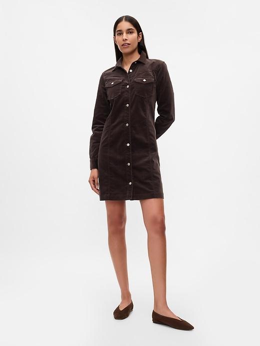 Velvet Denim Mini Shirtdress Product Image
