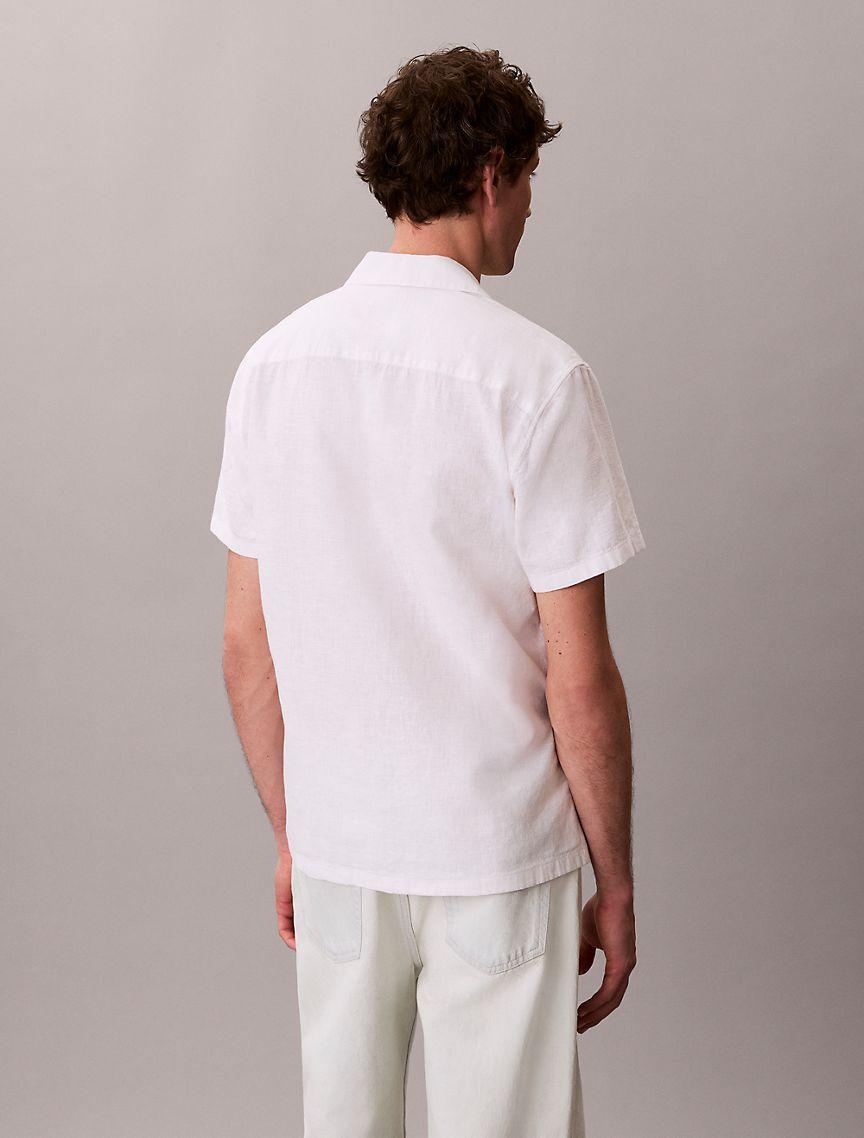 Linen Cotton Short Sleeve Button-Down Shirt Product Image