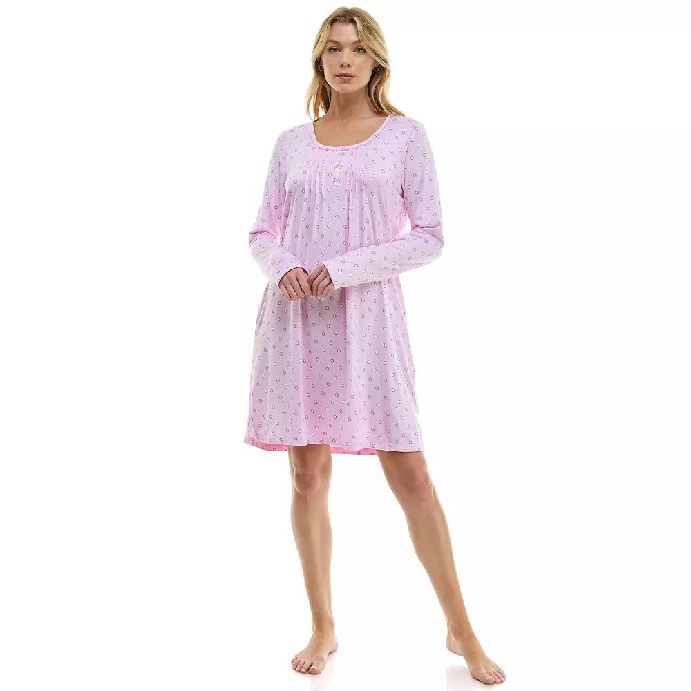 Women's Croft & Barrow® Cozy Luxe Long Sleeve Pajama Gown, Size: XXL, Sunny Circles Product Image