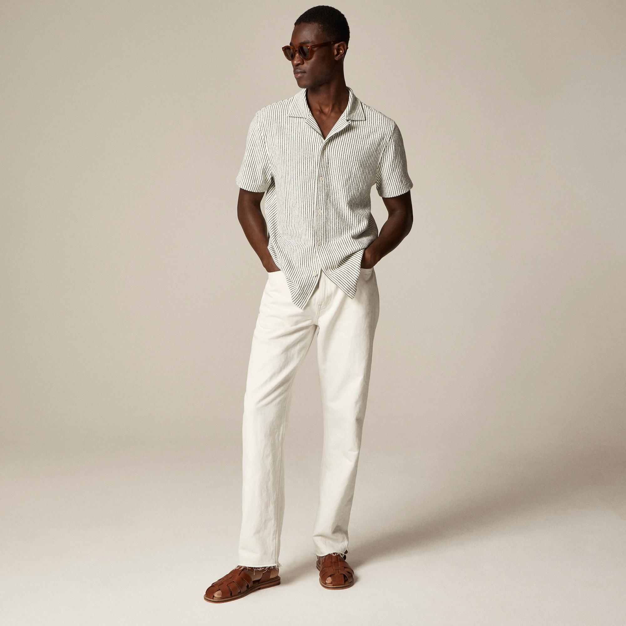 Textured camp-collar sweater-tee in stripe Product Image