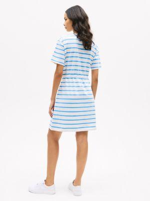 Stripe Belted Gold Button T-Shirt Dress Product Image