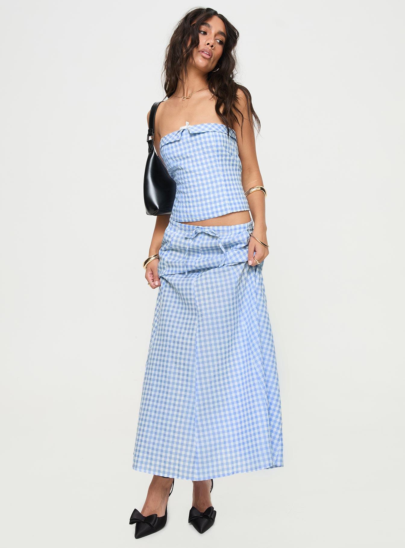 Carmino Maxi Skirt Blue Check Product Image
