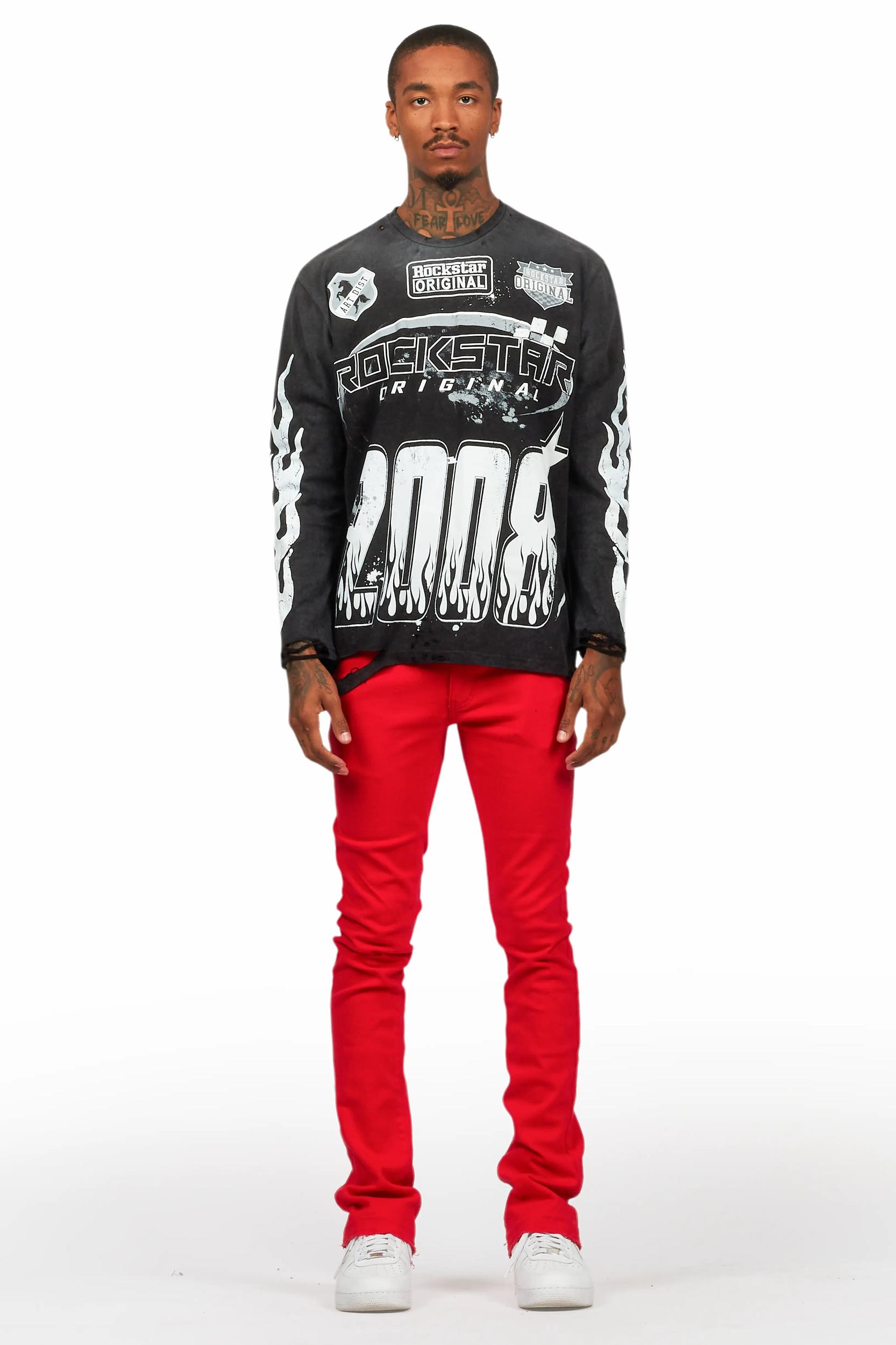 Dag Red Stacked Flare Jean Male Product Image