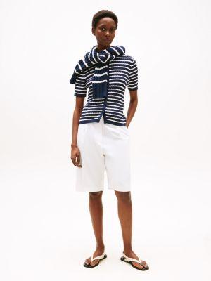 Short-Sleeve Cable Knit Cardigan Product Image