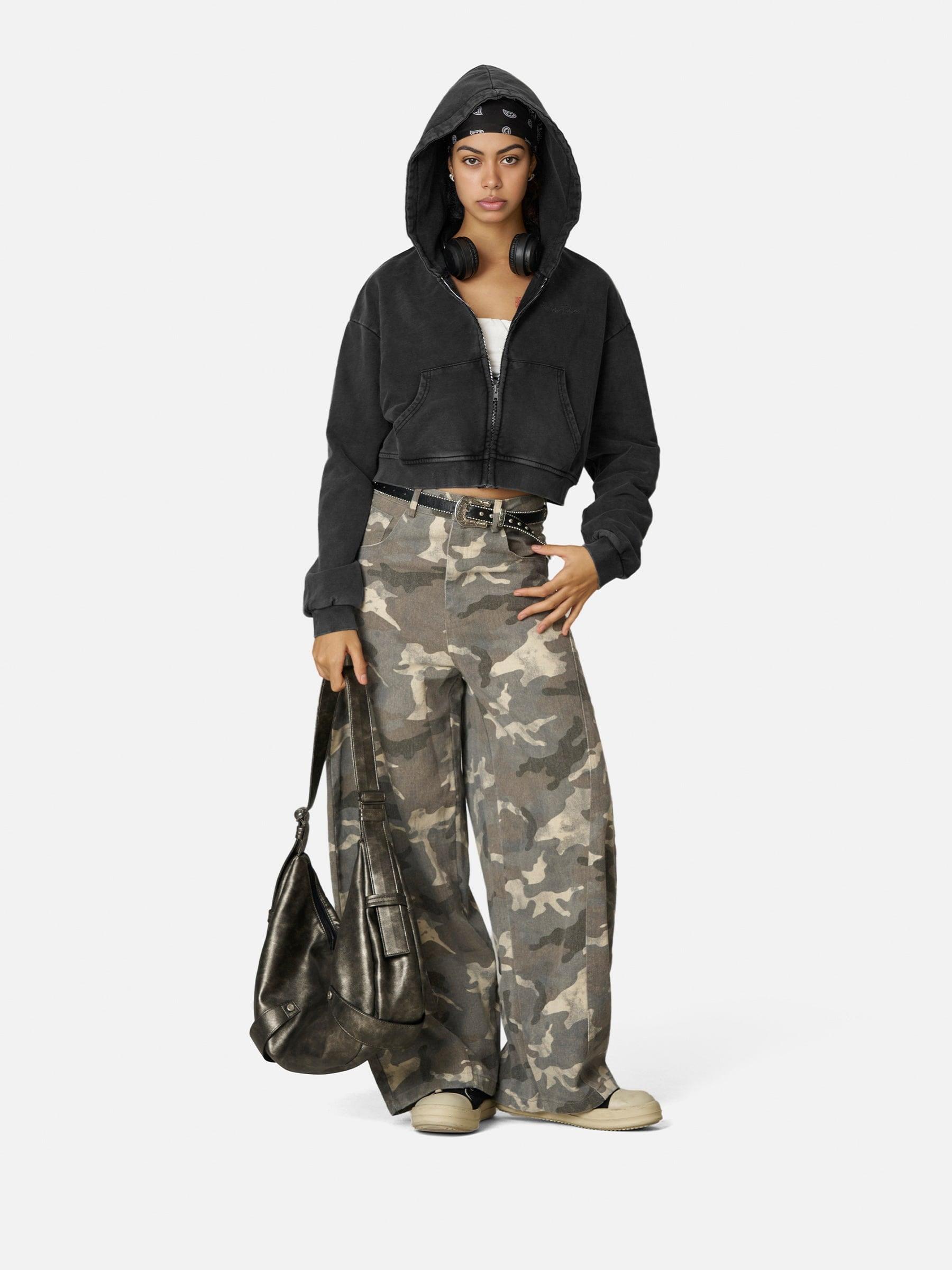 Aelfric Eden Cropped Solid Zip Up Hoodie Female Product Image