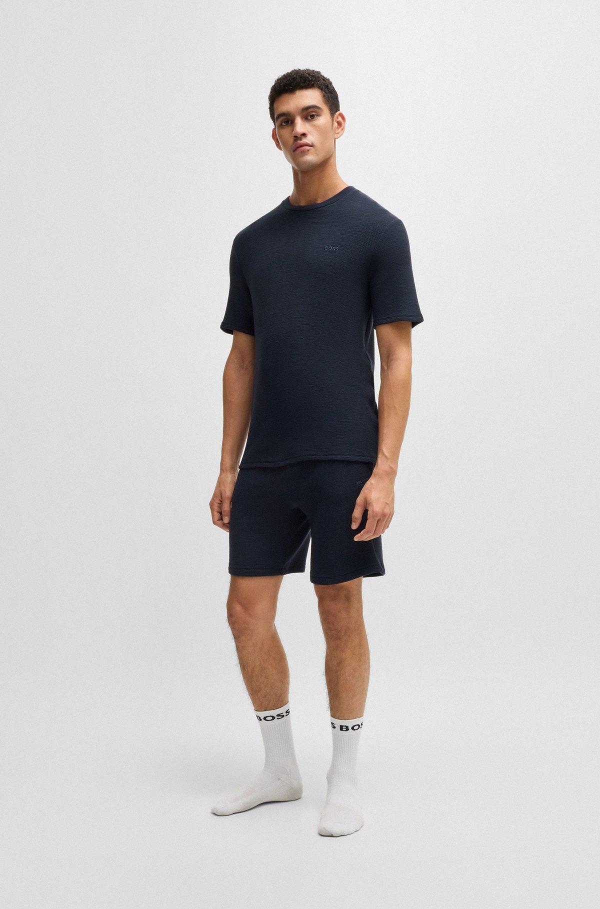 Ottoman-jersey pajama shorts with embroidered logo Product Image