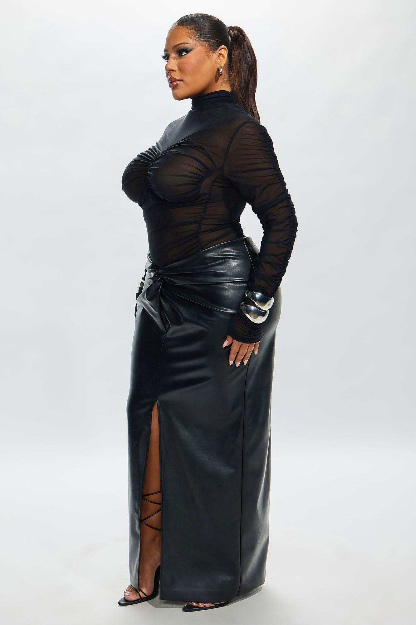 Madeline Sheer Ruched Top - Black Product Image