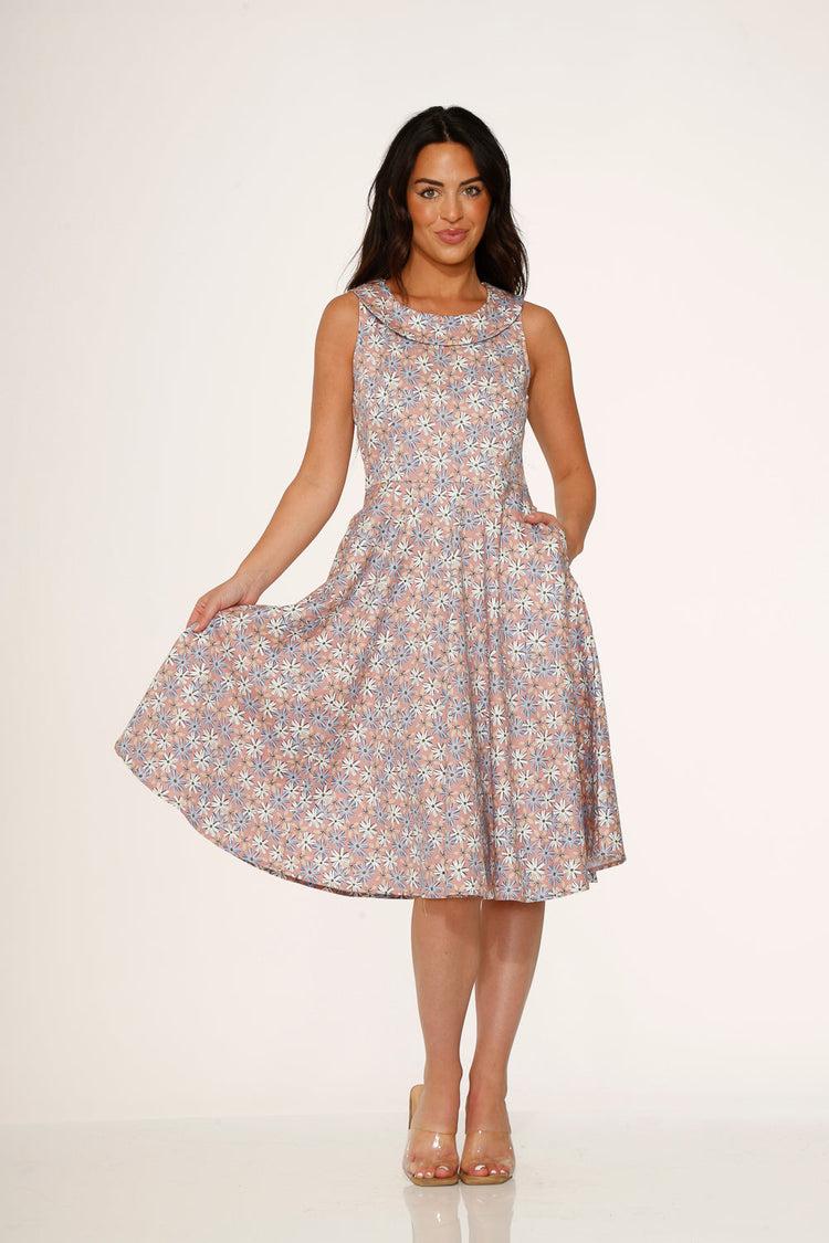 Pink Daisy Floral Swing Dress Product Image
