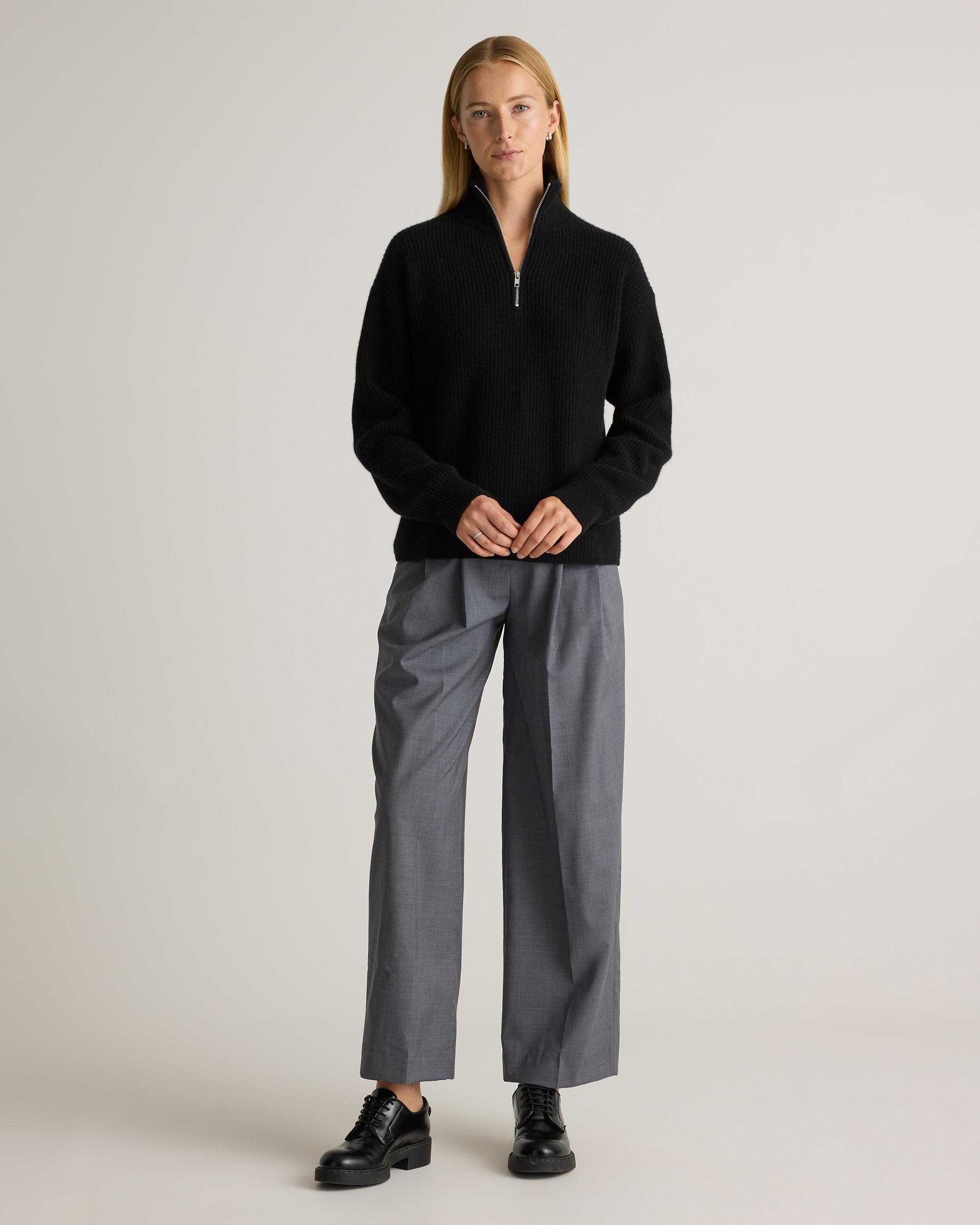 Quince | Women's Mongolian Cashmere Fisherman Quarter Zip Sweater Size XS Product Image