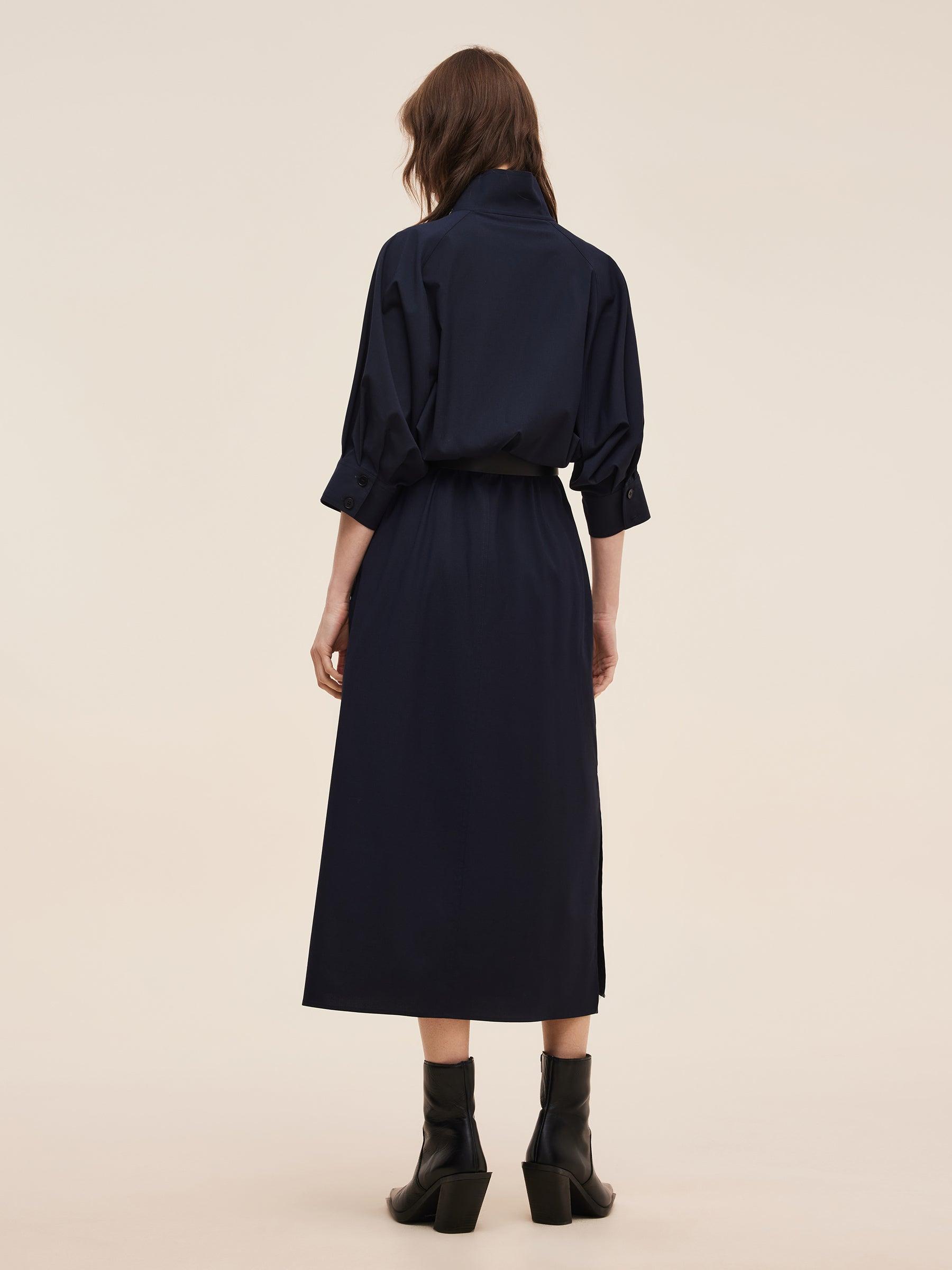 Adjustable Collar Women Trench Coat With Leather Belt Product Image