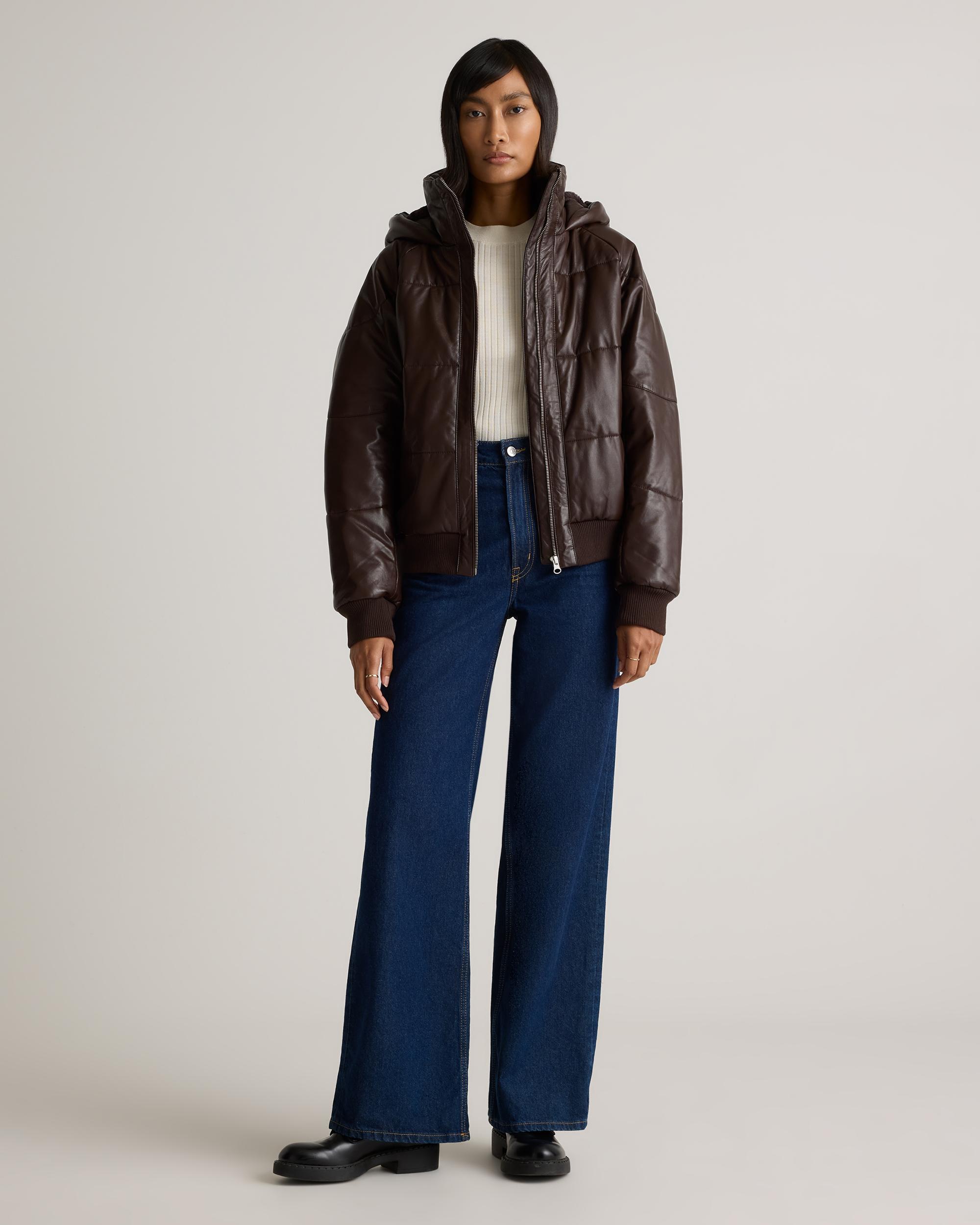 Quince | Women's Puffer Jacket Size XL, Leather Product Image