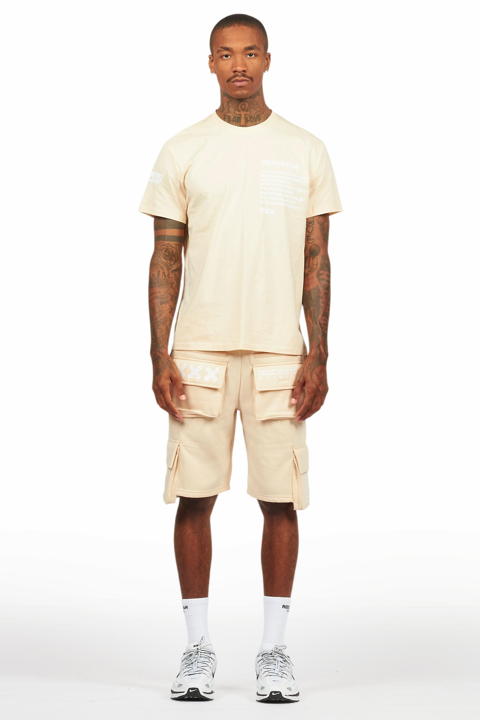 Jash Beige/White Short Set Male Product Image