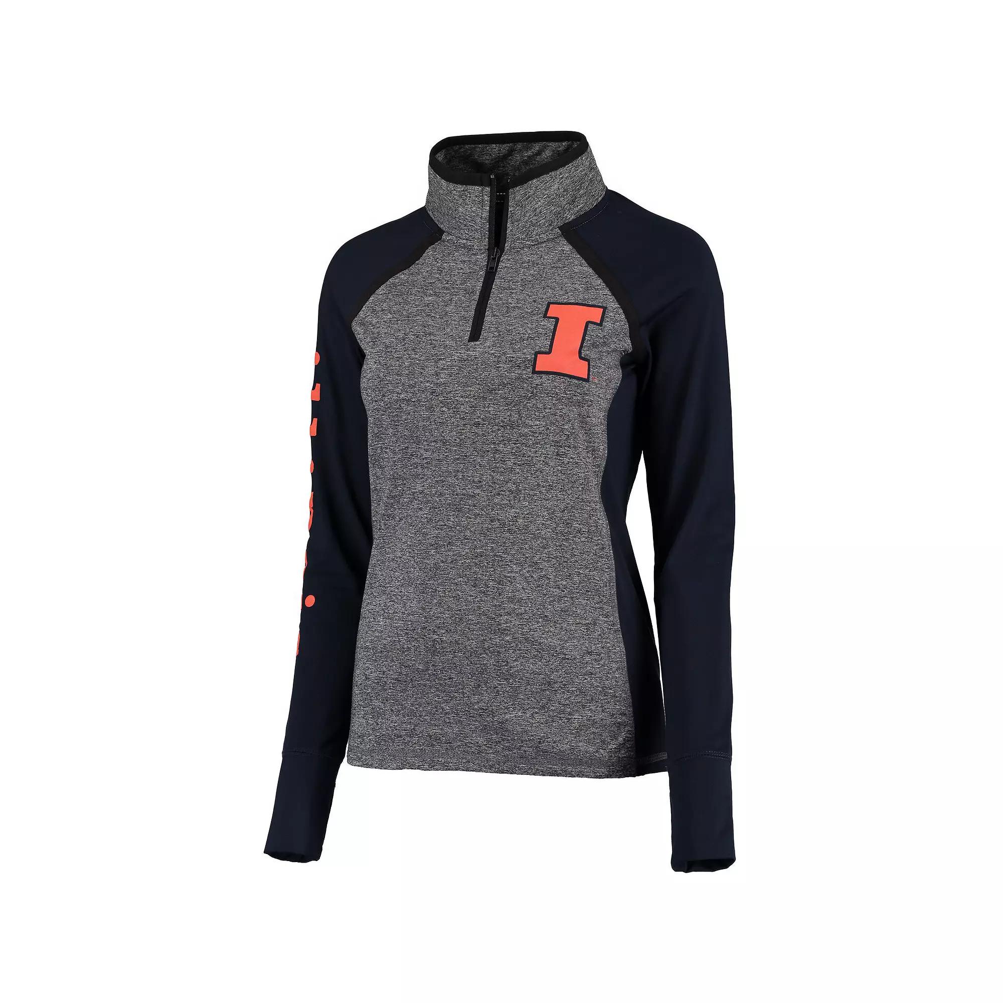 Women's Gray/Navy Illinois Fighting Illini Finalist Quarter-Zip Pullover Jacket, Size: Small, Grey Product Image