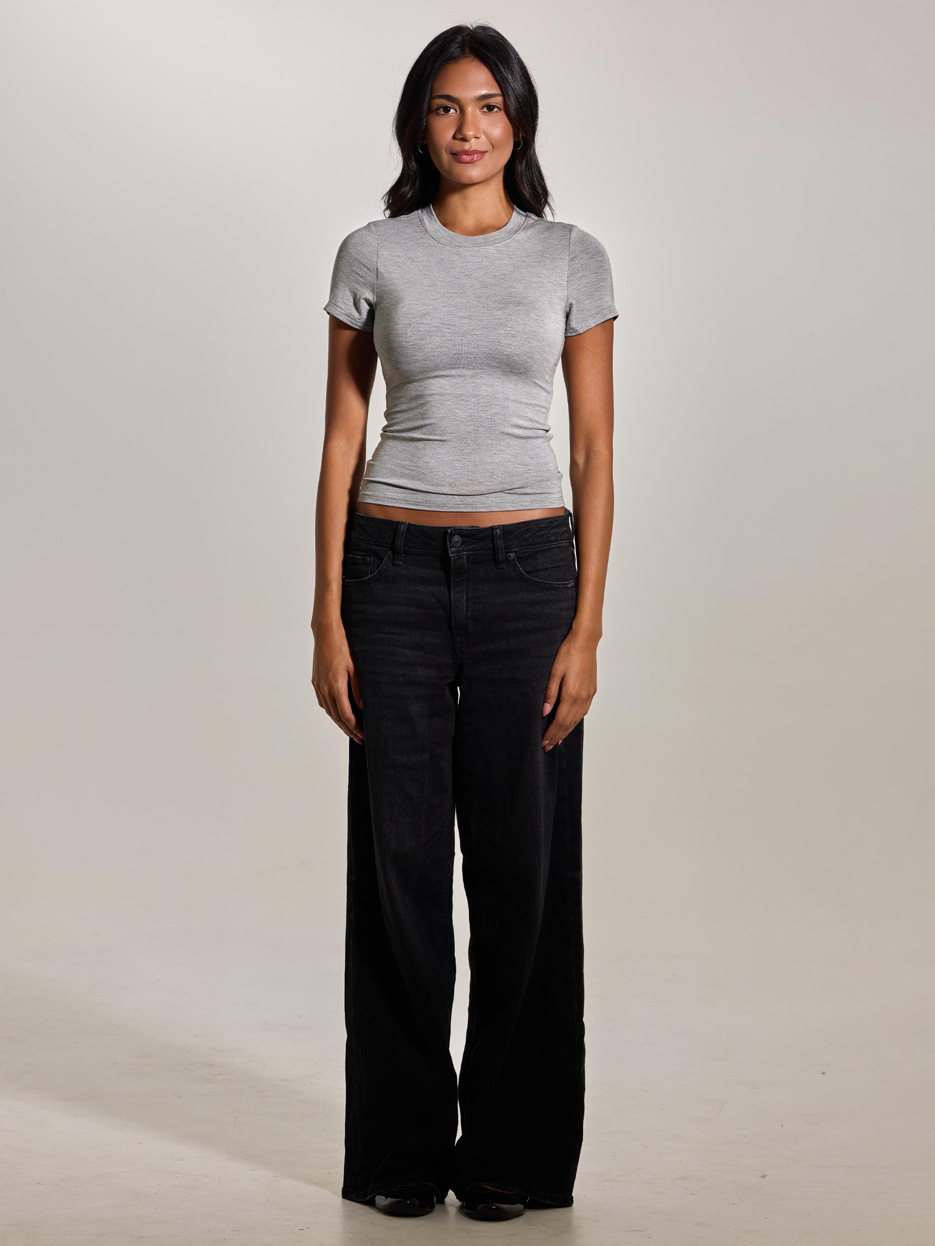 Solid Crew Neck Braless T-Shirt Product Image