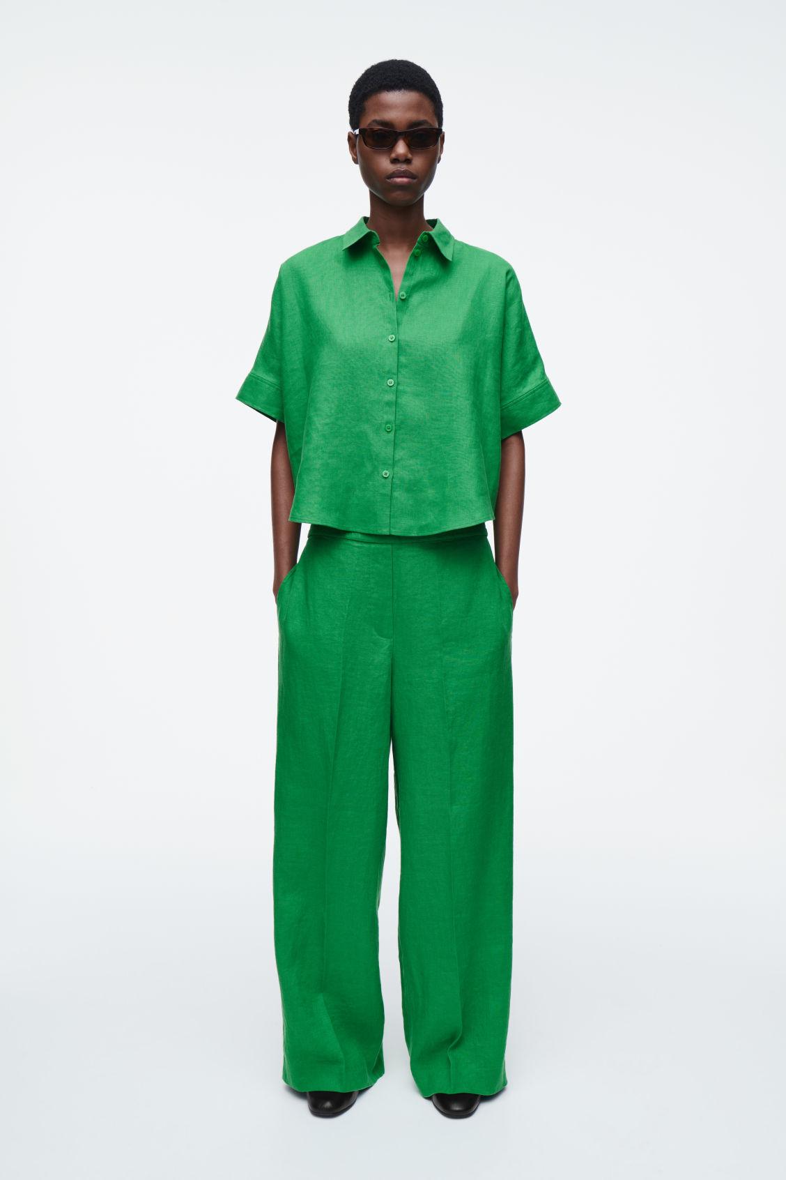 STRAIGHT-LEG TAILORED LINEN PANTS Product Image