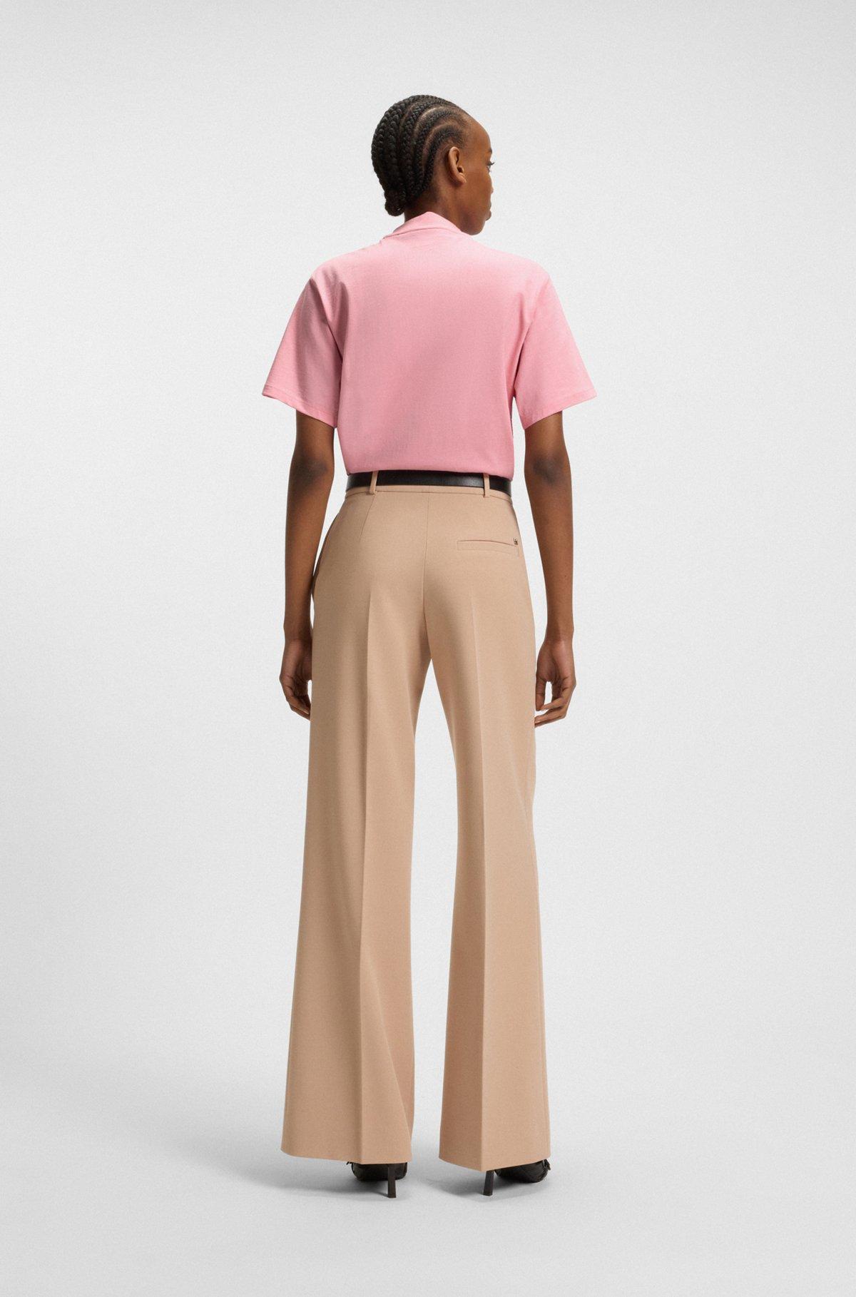 HUGO - Relaxed-fit T-shirt in cotton jersey with embroidered monogram - Pink Product Image