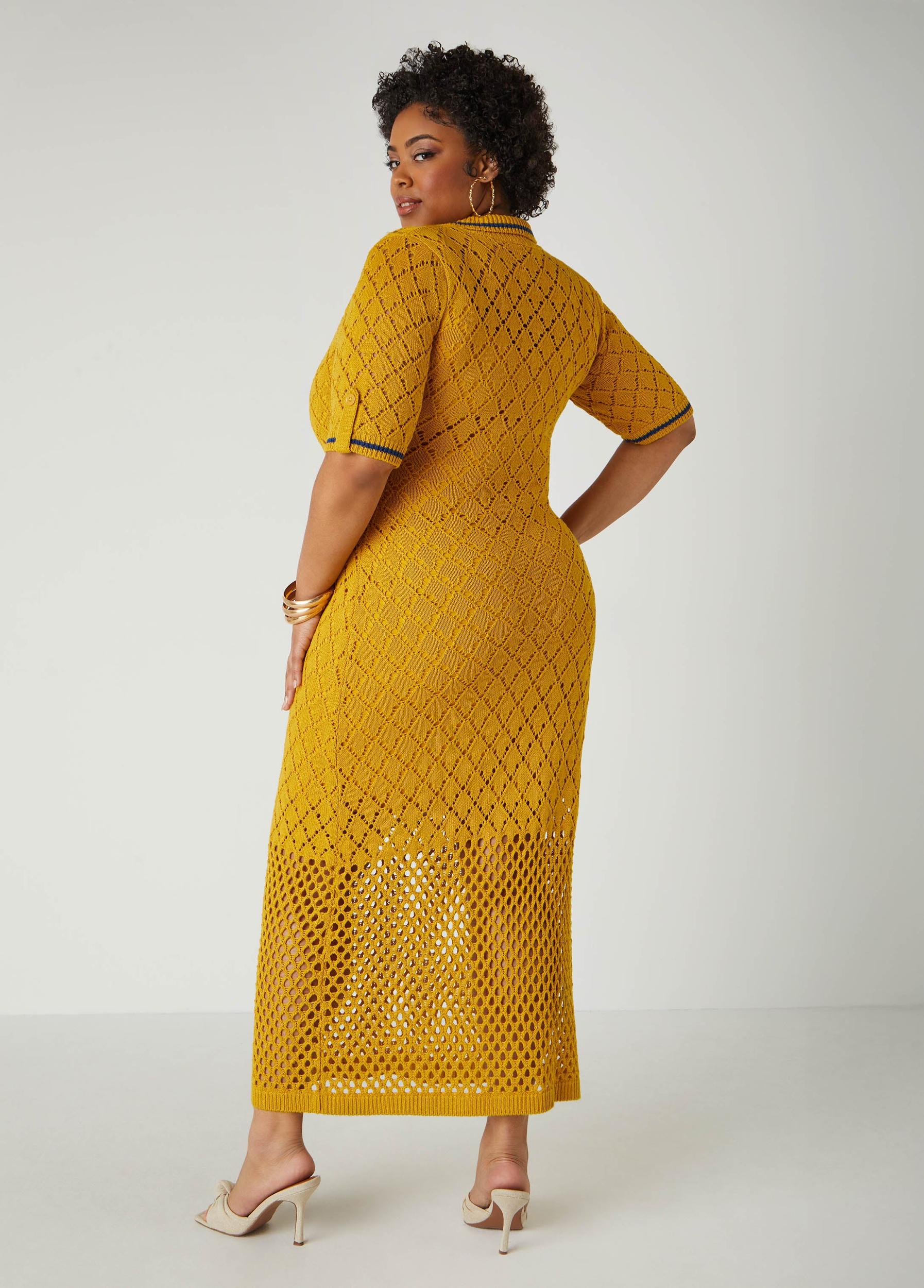 Pointelle Knit Polo Maxi Dress Product Image
