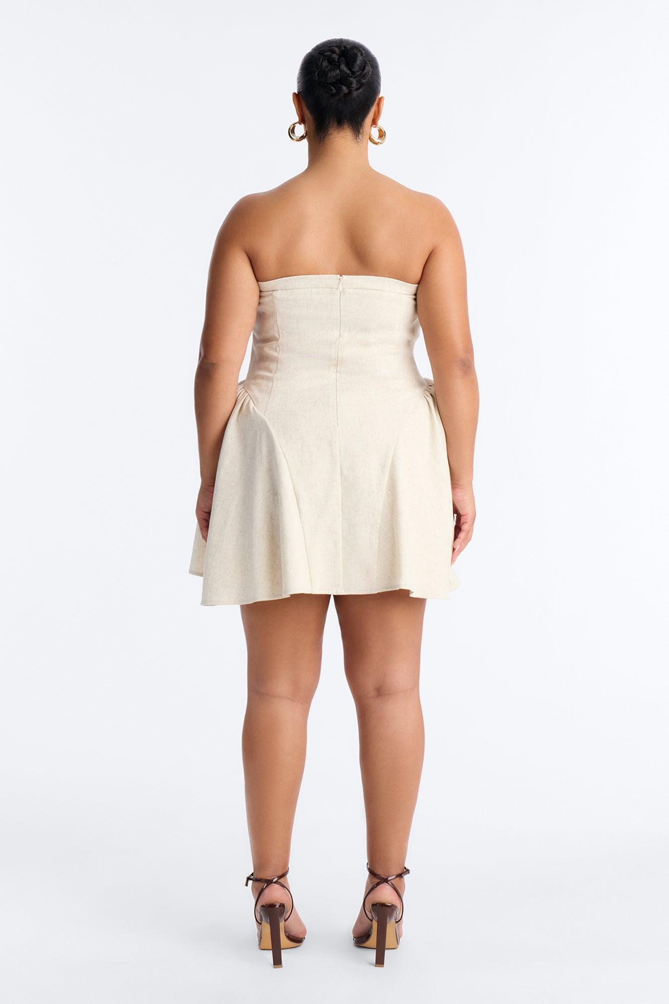 Linen Bloom Mini Dress - Natural Female Product Image