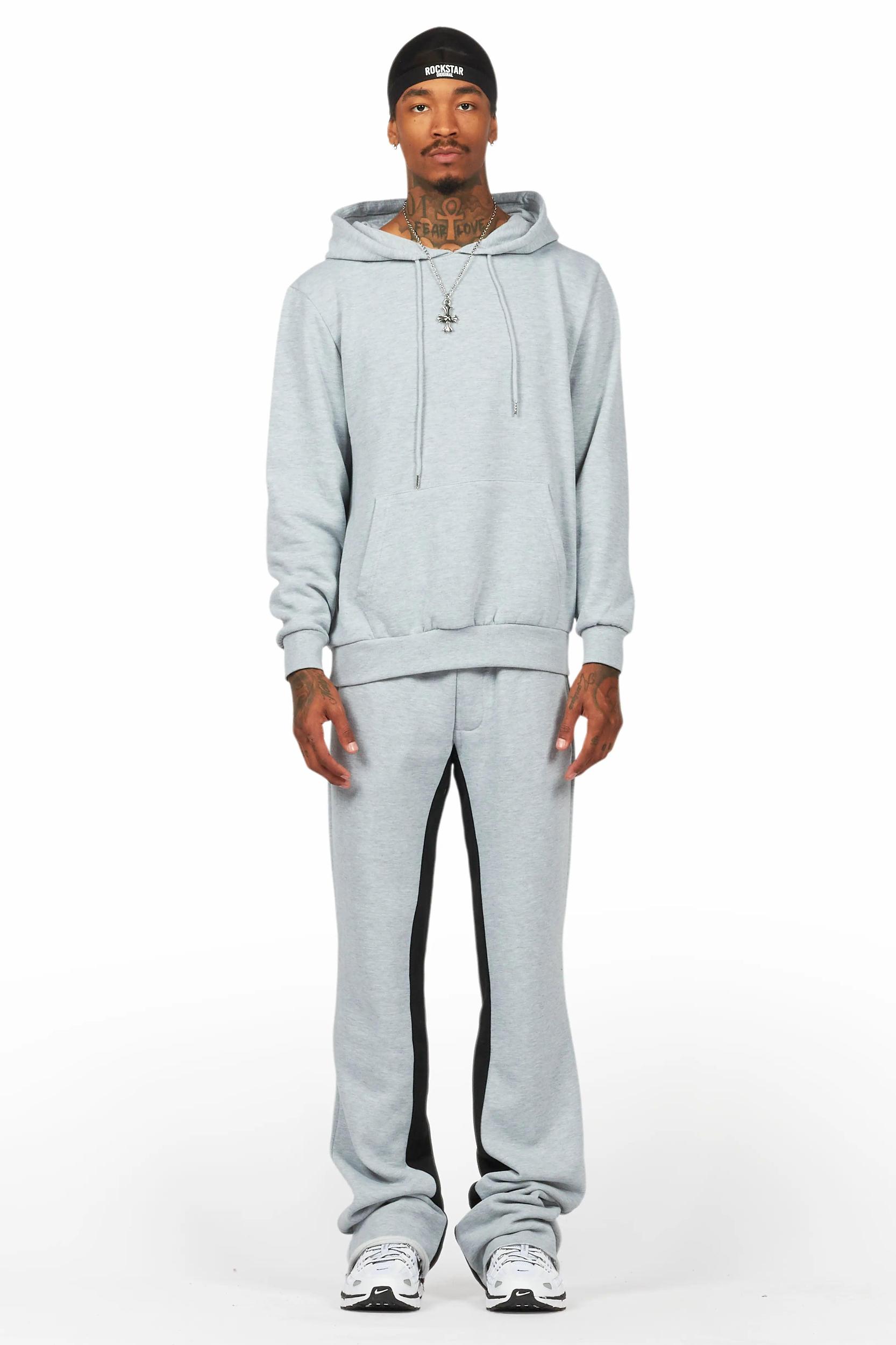 Basic Heather Grey Hoodie/Baggy Track Pant Set Male Product Image