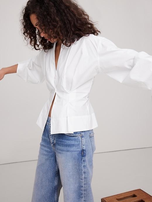 Cotton Poplin Cinched-Waist Shirt Product Image